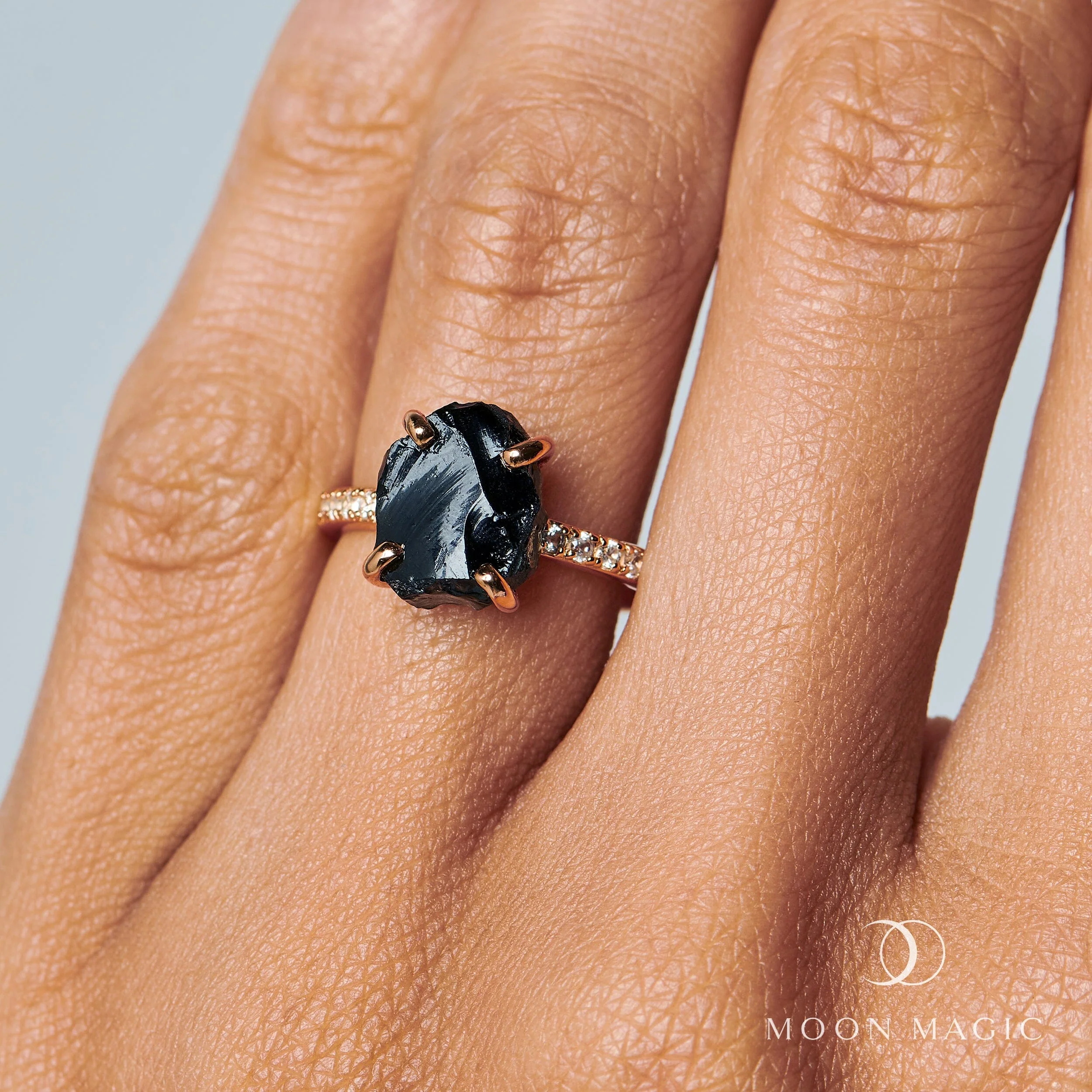 Raw Crystal Ring - Ritzy Black Obsidian - Image 4
