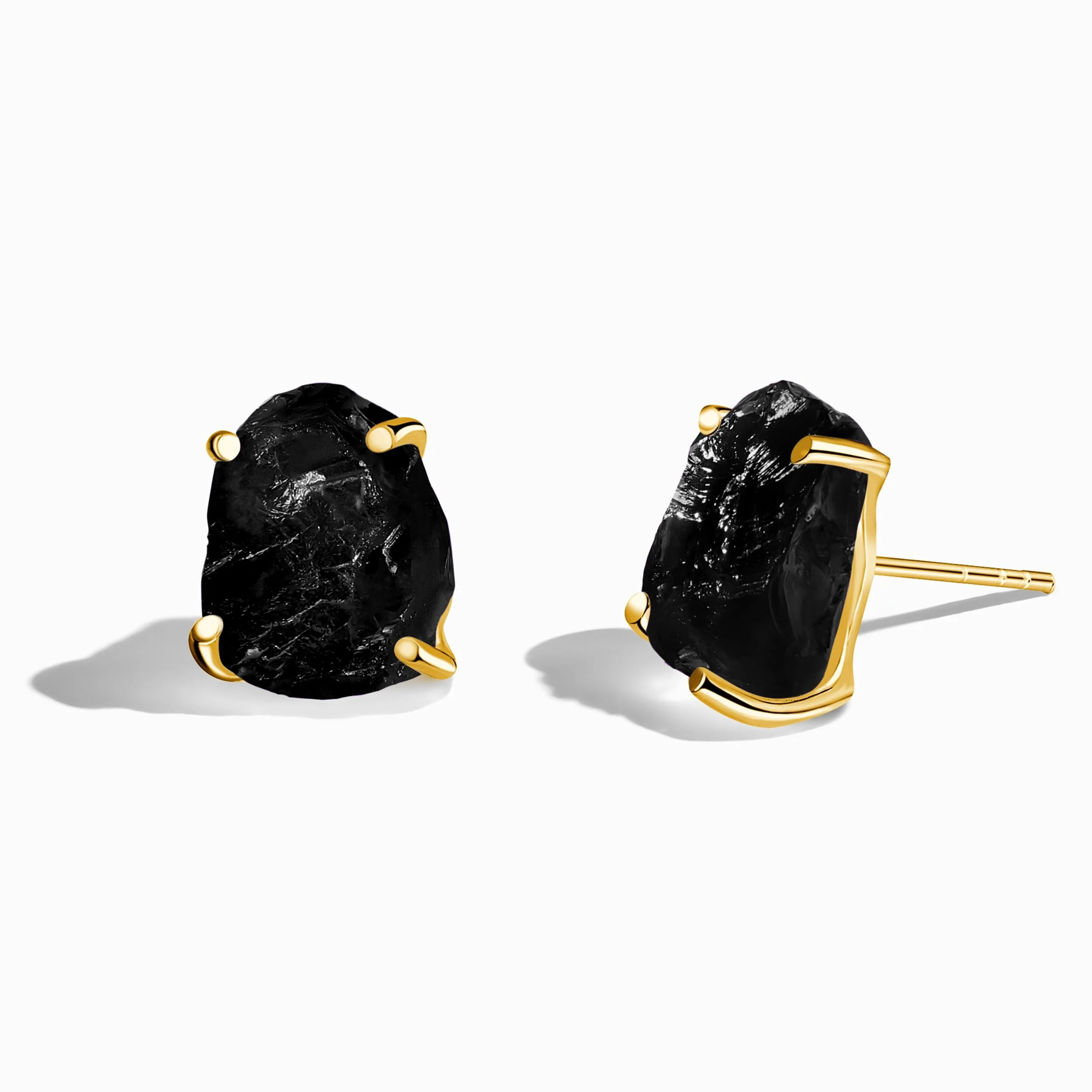 Raw Crystal Studs - Black Obsidian Studs - Image 5