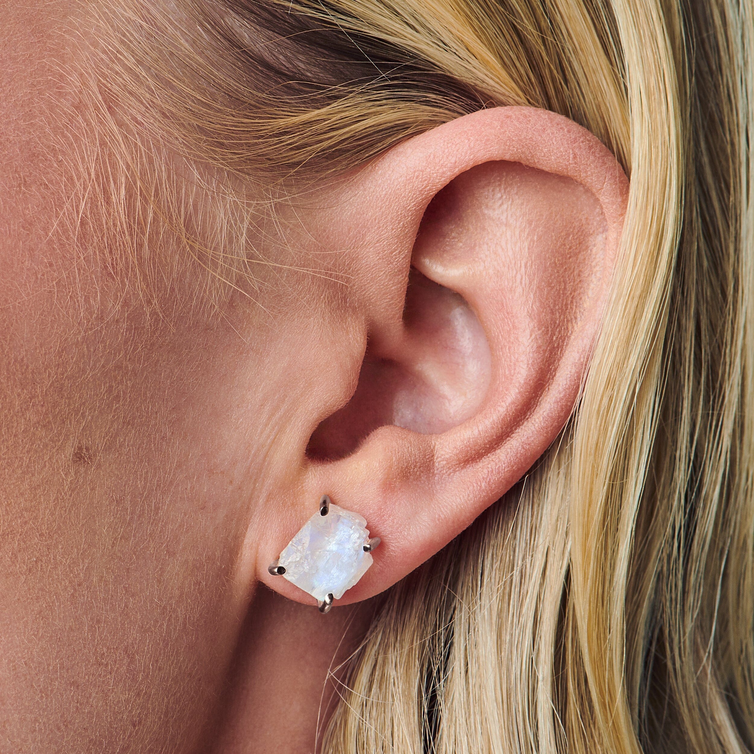 Raw Crystal Studs - Moonstone Studs - Image 18