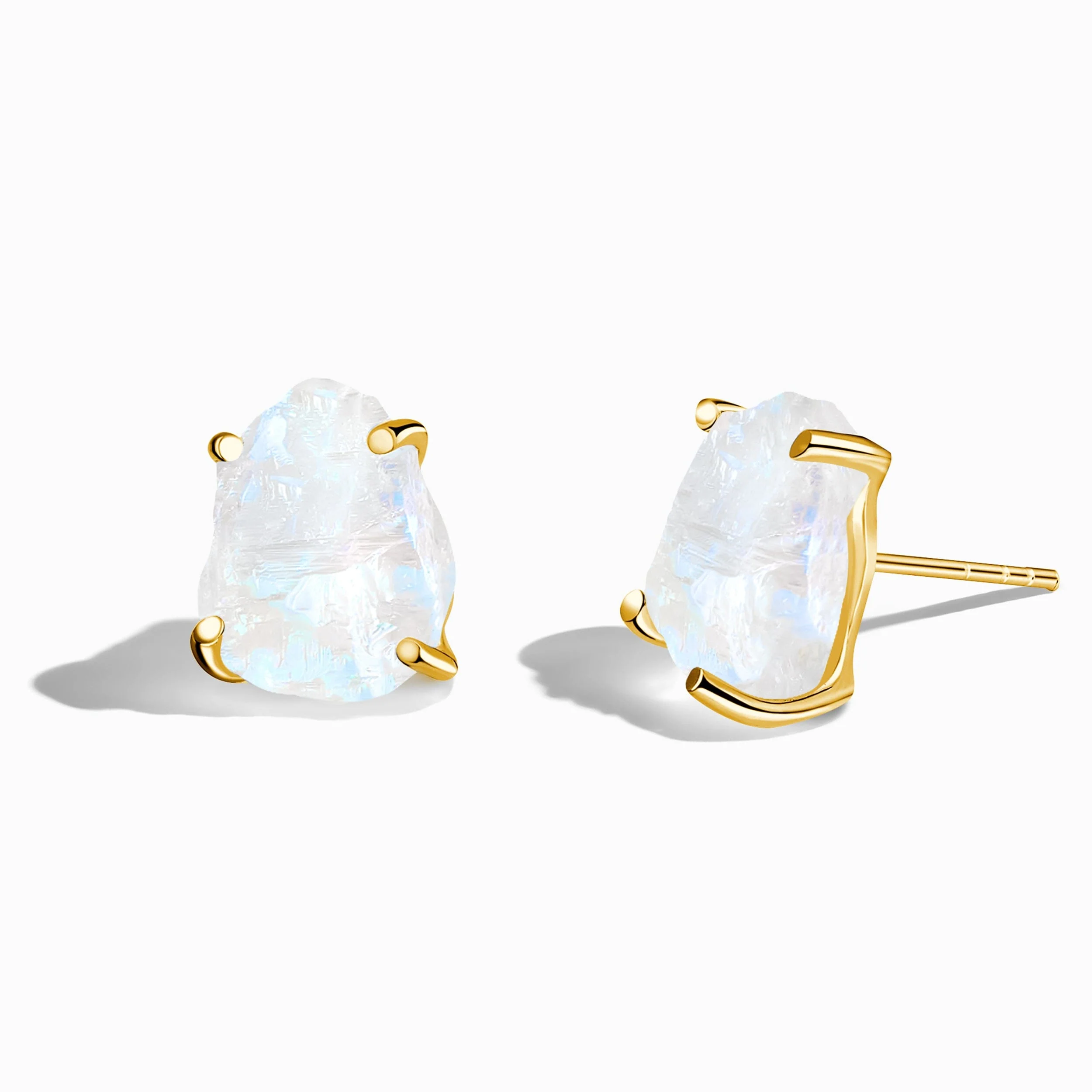 Raw Crystal Studs - Moonstone Studs - Image 5