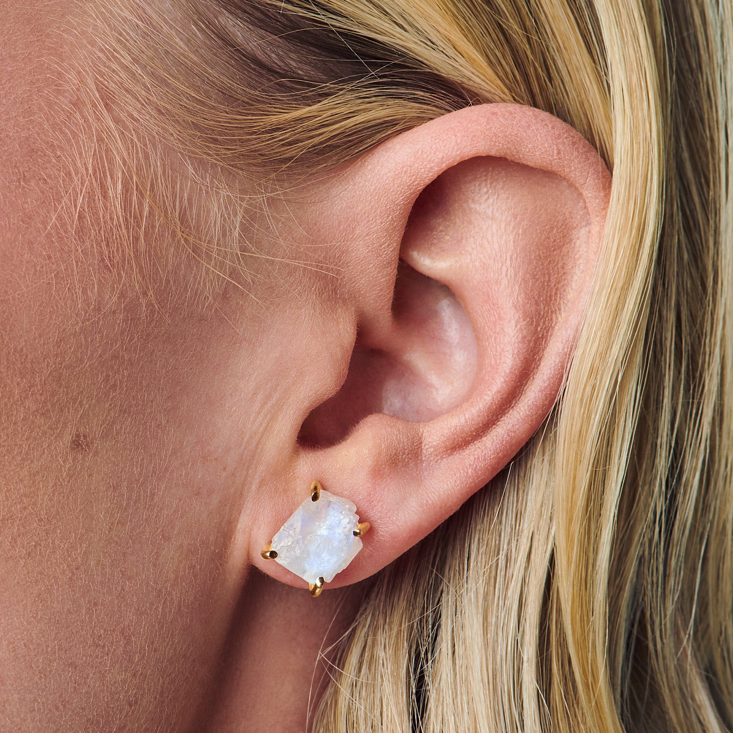 Raw Crystal Studs - Moonstone Studs - Image 6