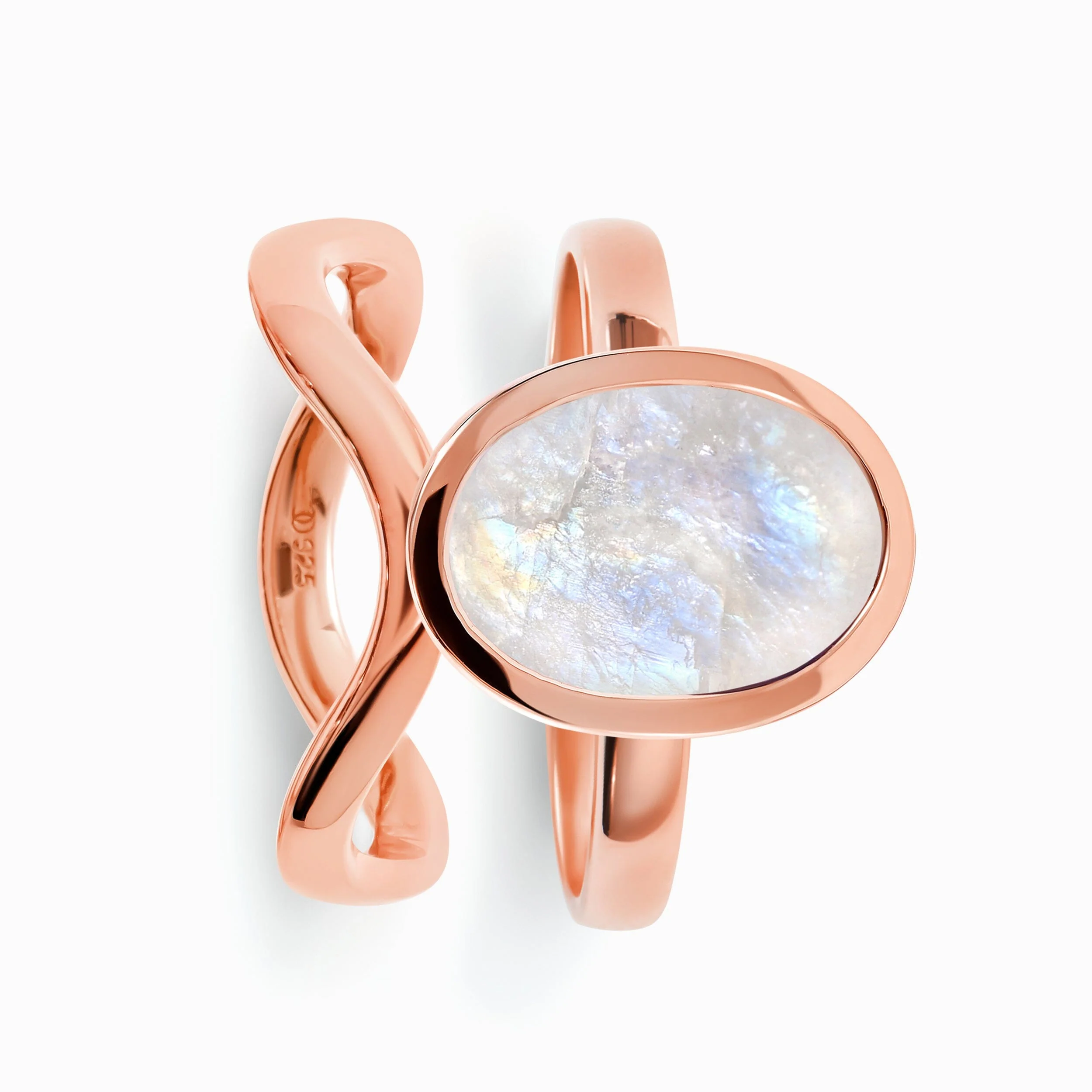 Raw Moonstone Enfolded Ring & Waves Band - Image 4
