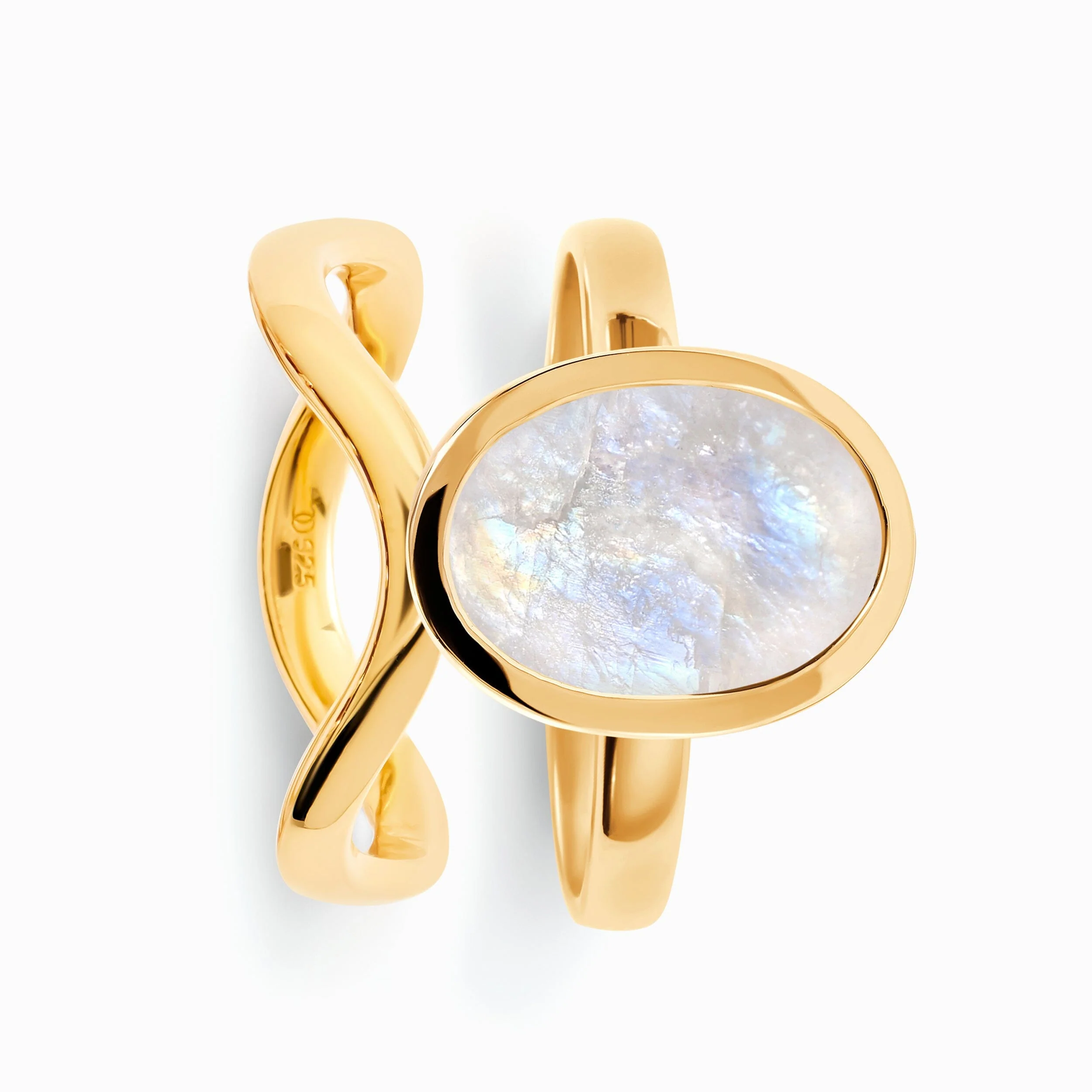 Raw Moonstone Enfolded Ring & Waves Band - Image 7