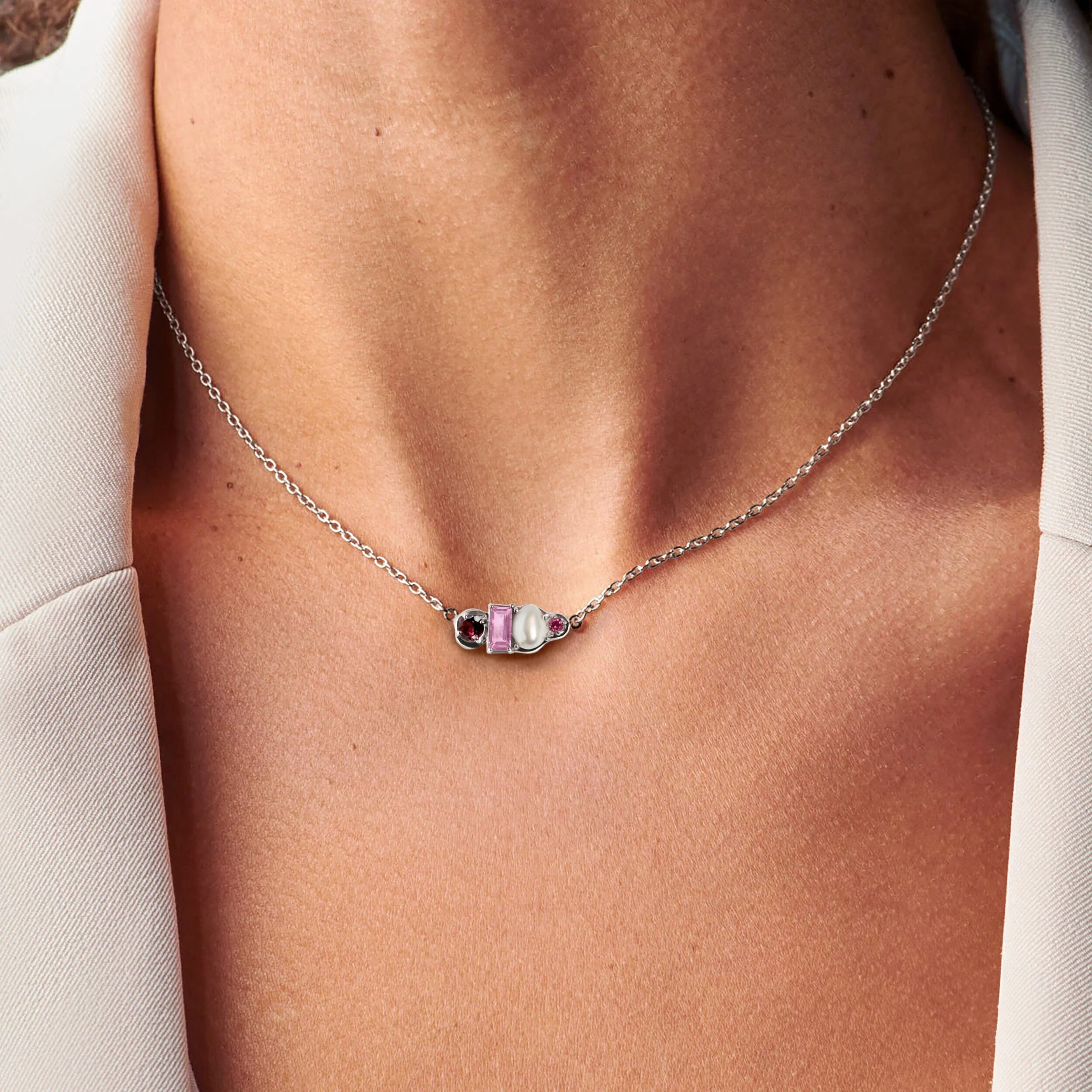 Rhodolite Garnet Pearl Necklace - Treasure - Image 3