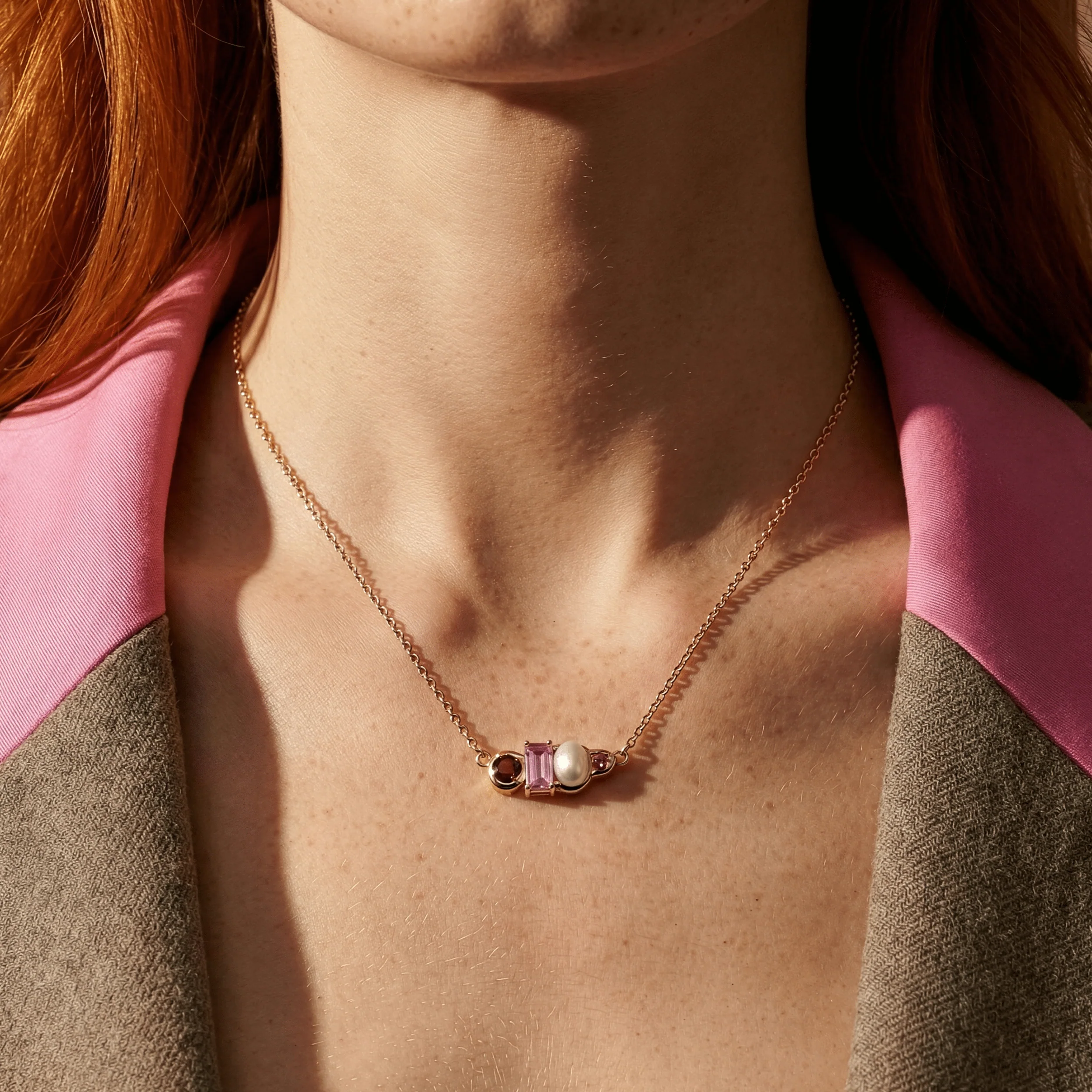 Rhodolite Garnet Pearl Necklace - Treasure - Image 5