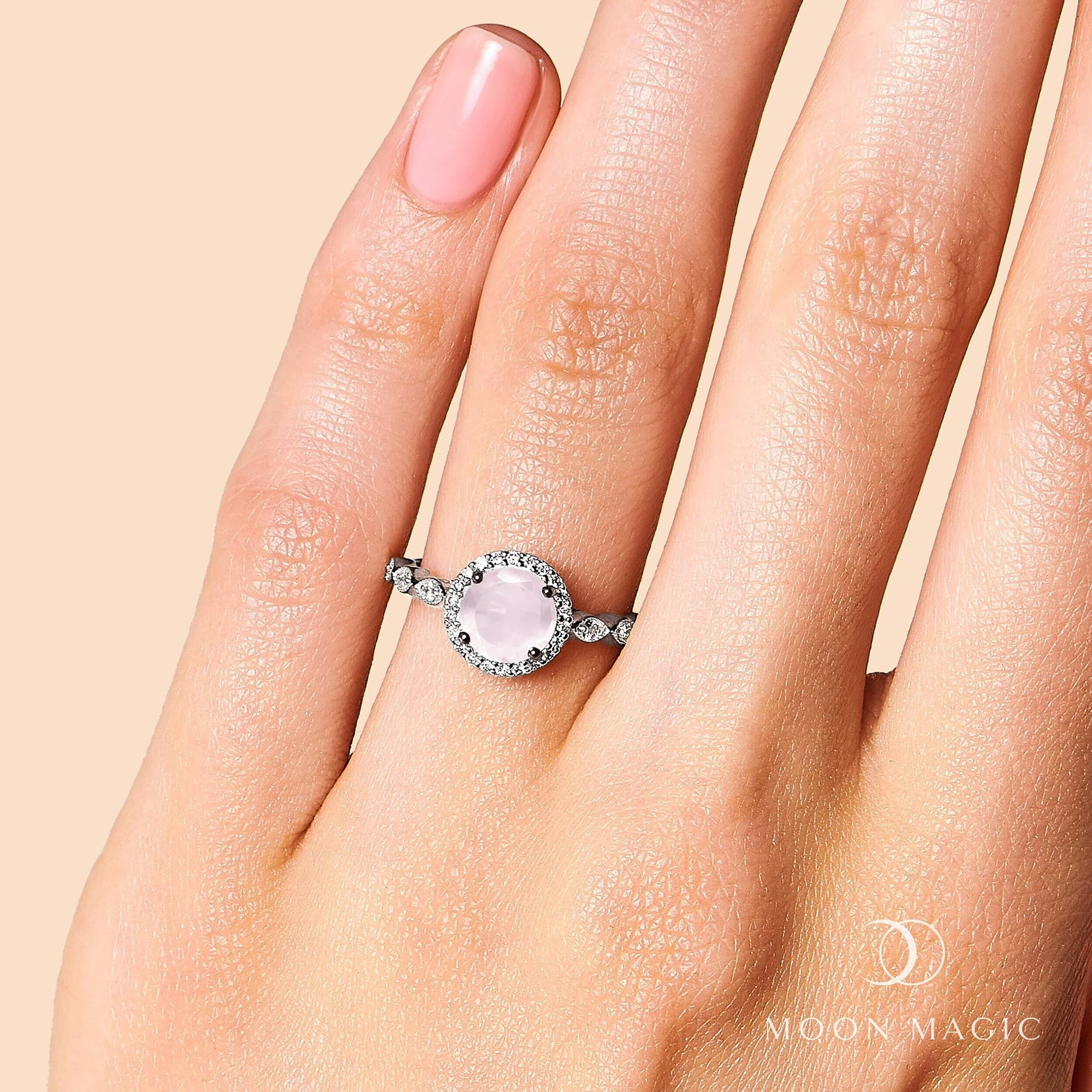 Rose Quartz Diamond Ring - Soulmate - Image 4