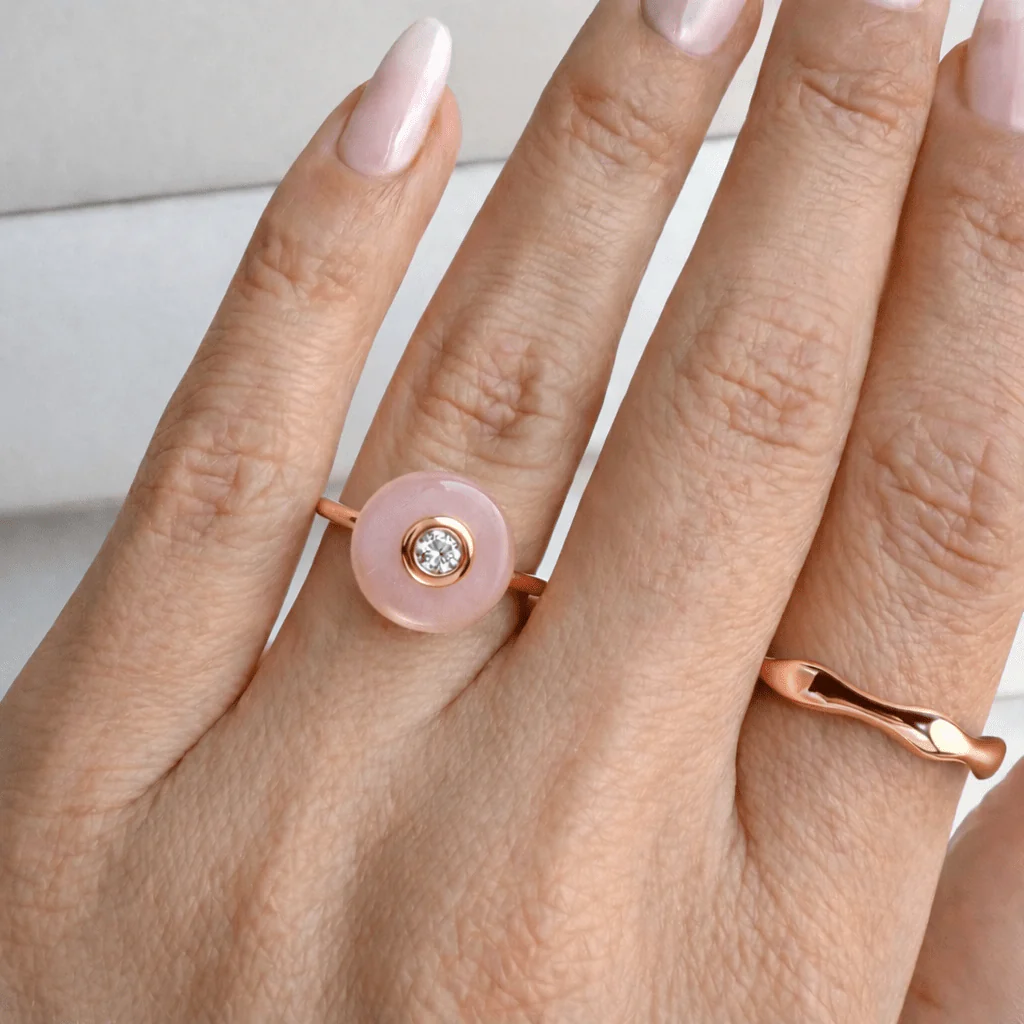 Rose Quartz Fidget Ring - Ora - Image 8