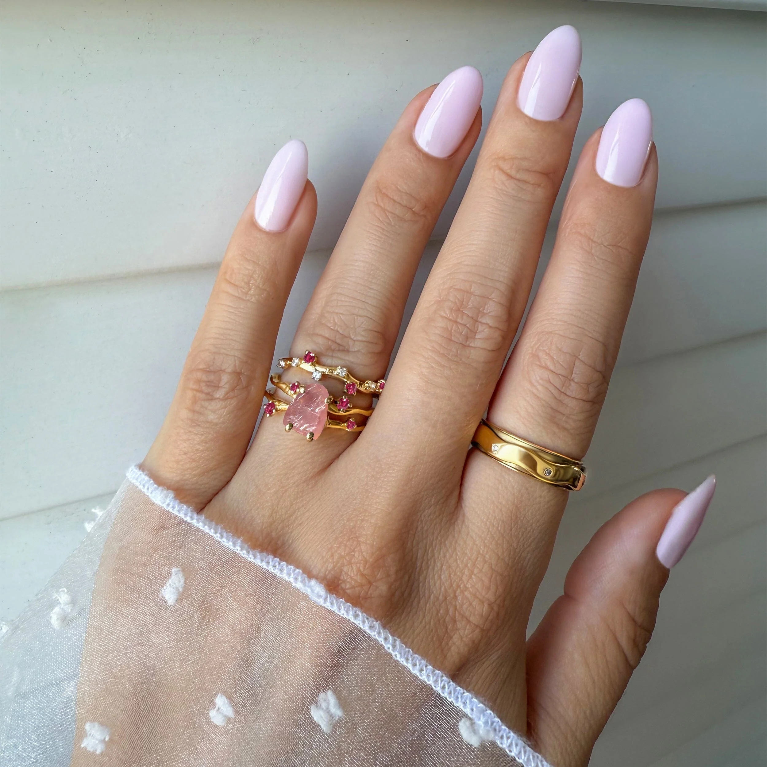 Rose Quartz Flow Ring & Ruby Stardust Band - Image 23