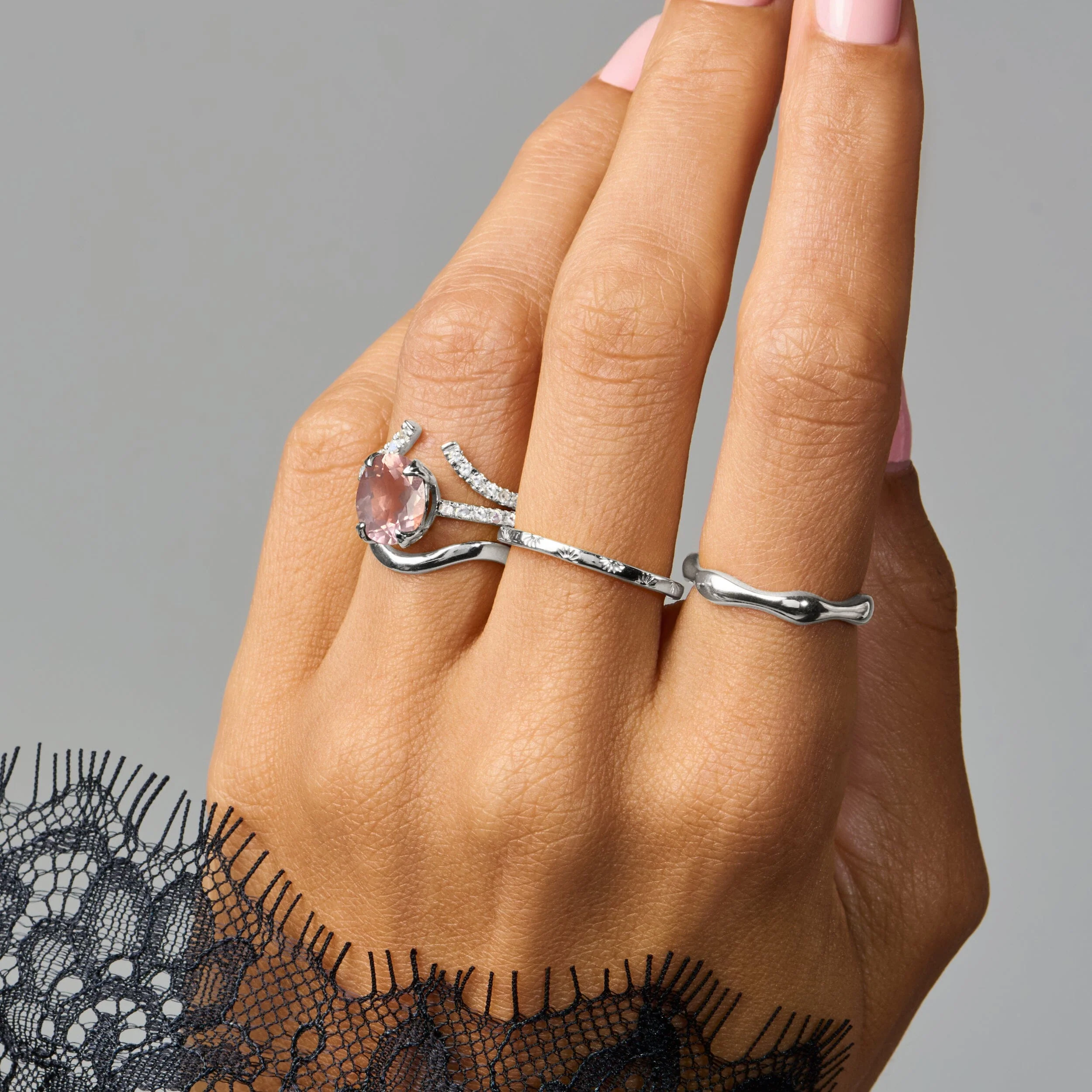 Rose Quartz Ring - Harlow - Image 11