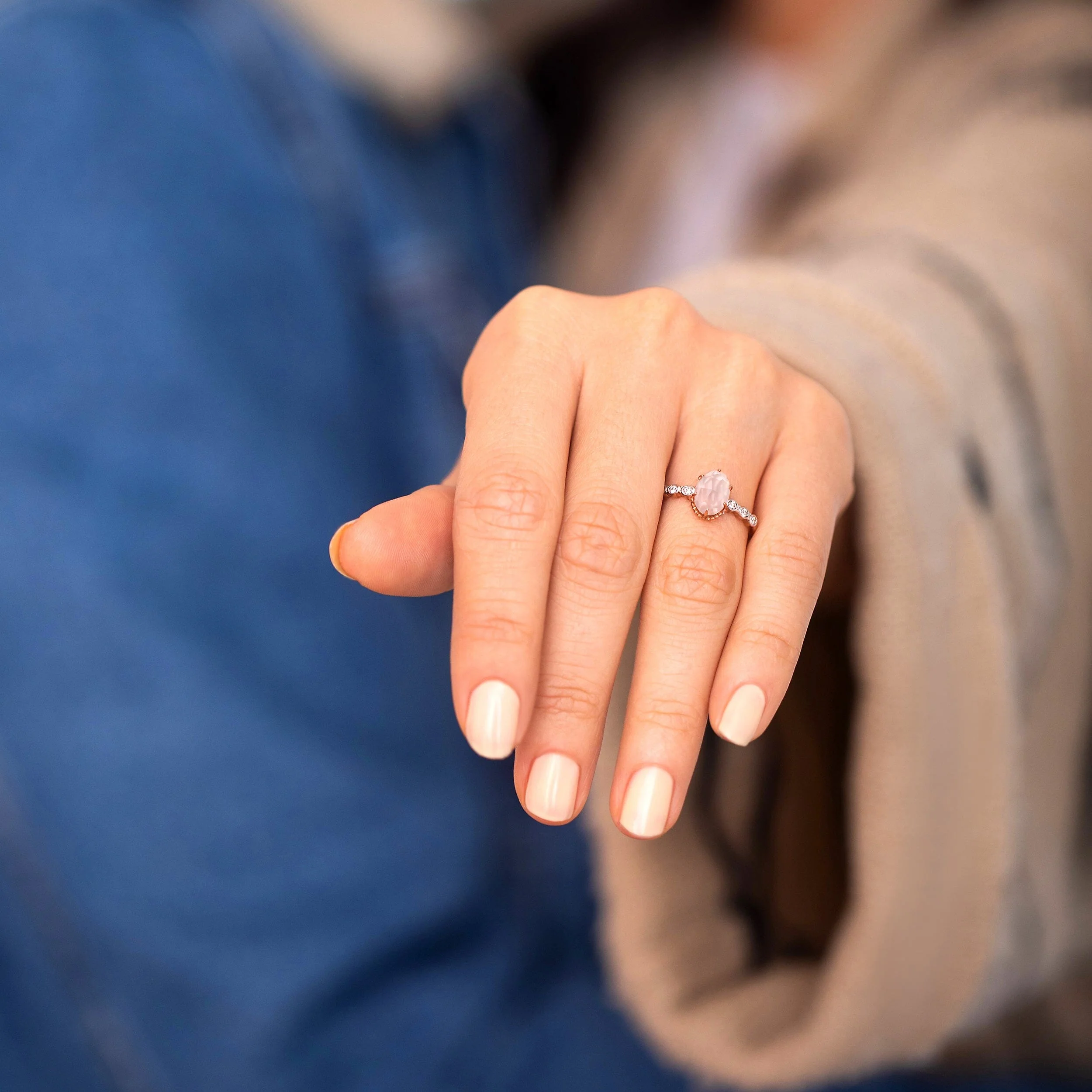 Rose Quartz Lab Diamond Ring - Mirth - Image 15