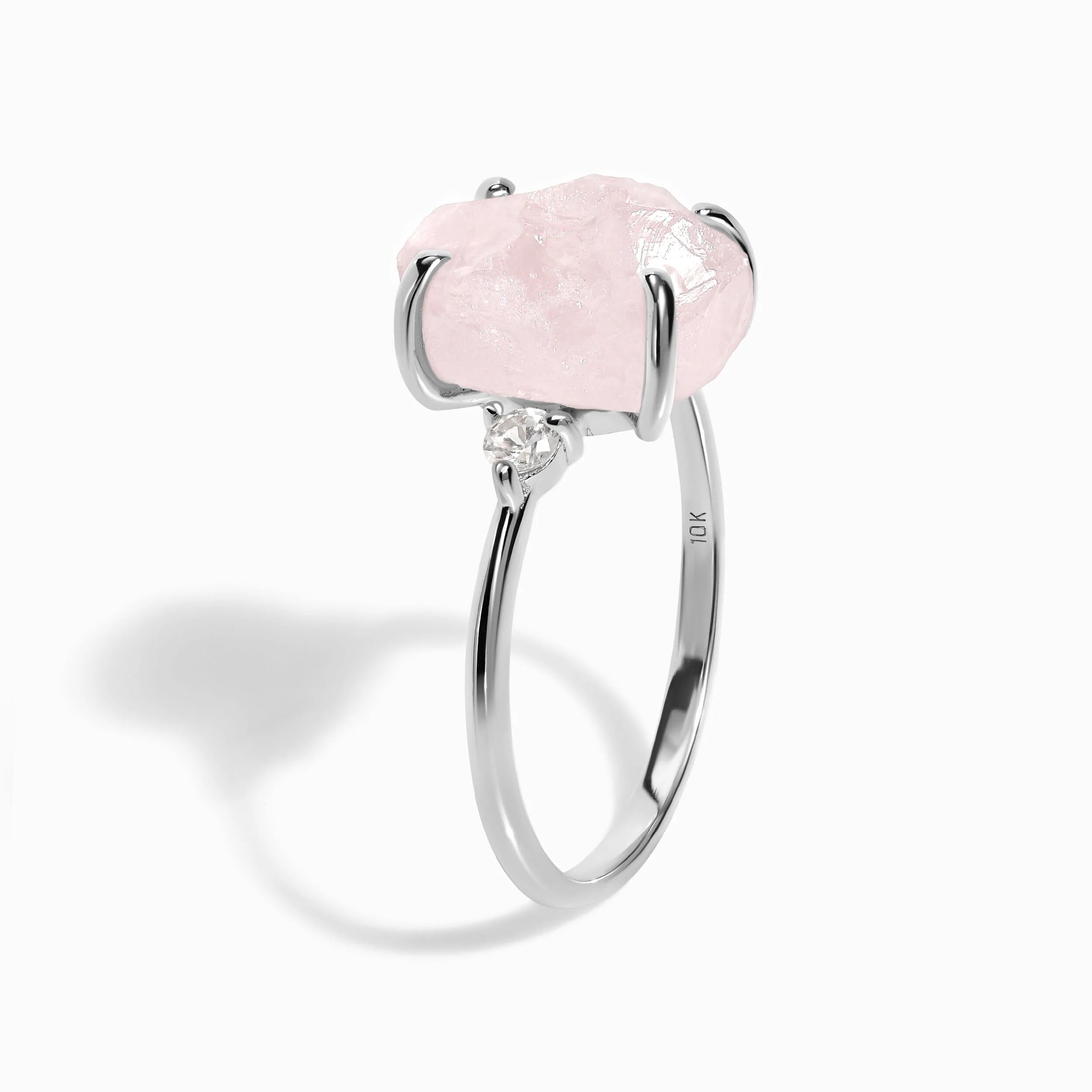 Rose Quartz Lab Diamond Ring - Raw Allure - Image 24