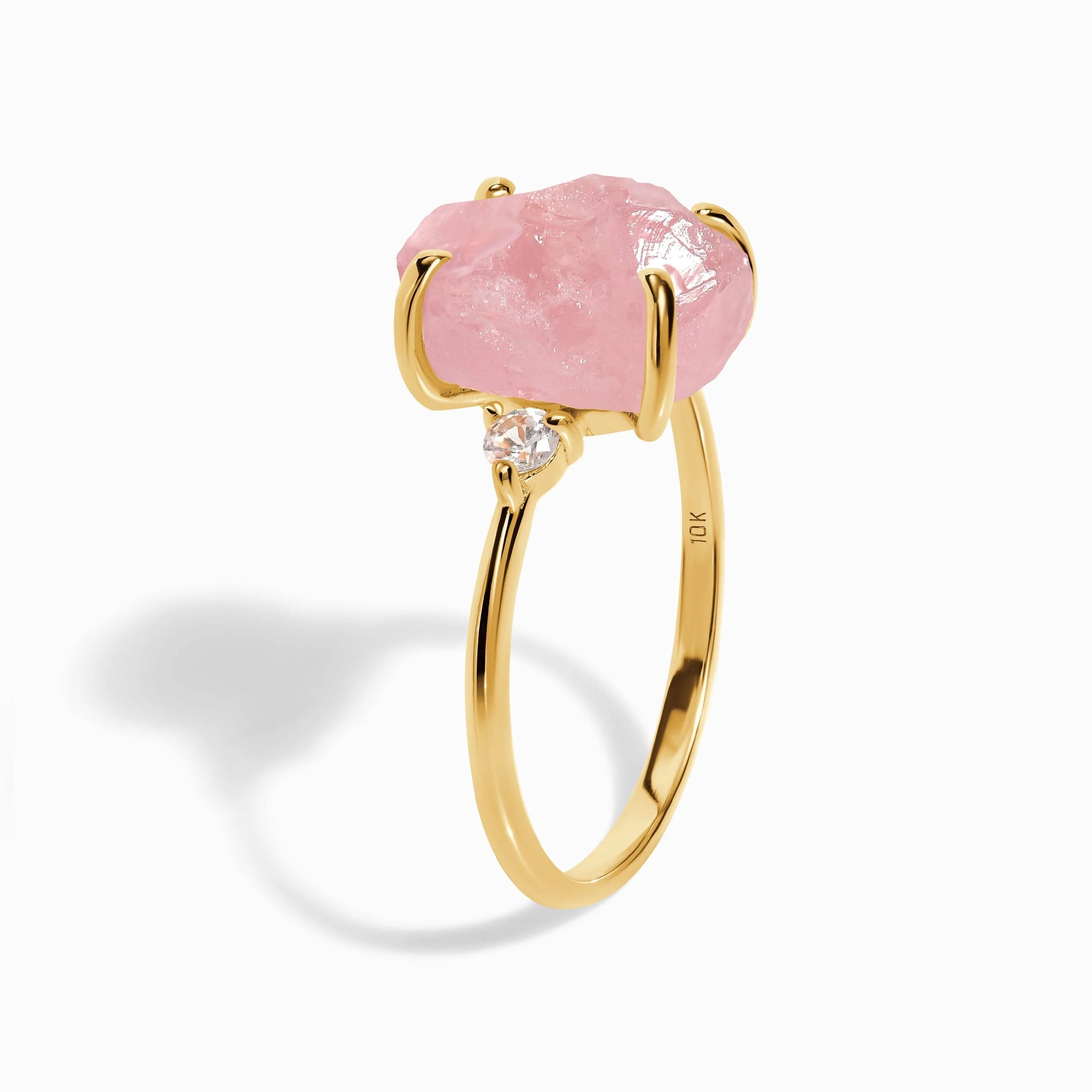 Rose Quartz Lab Diamond Ring - Raw Allure - Image 25