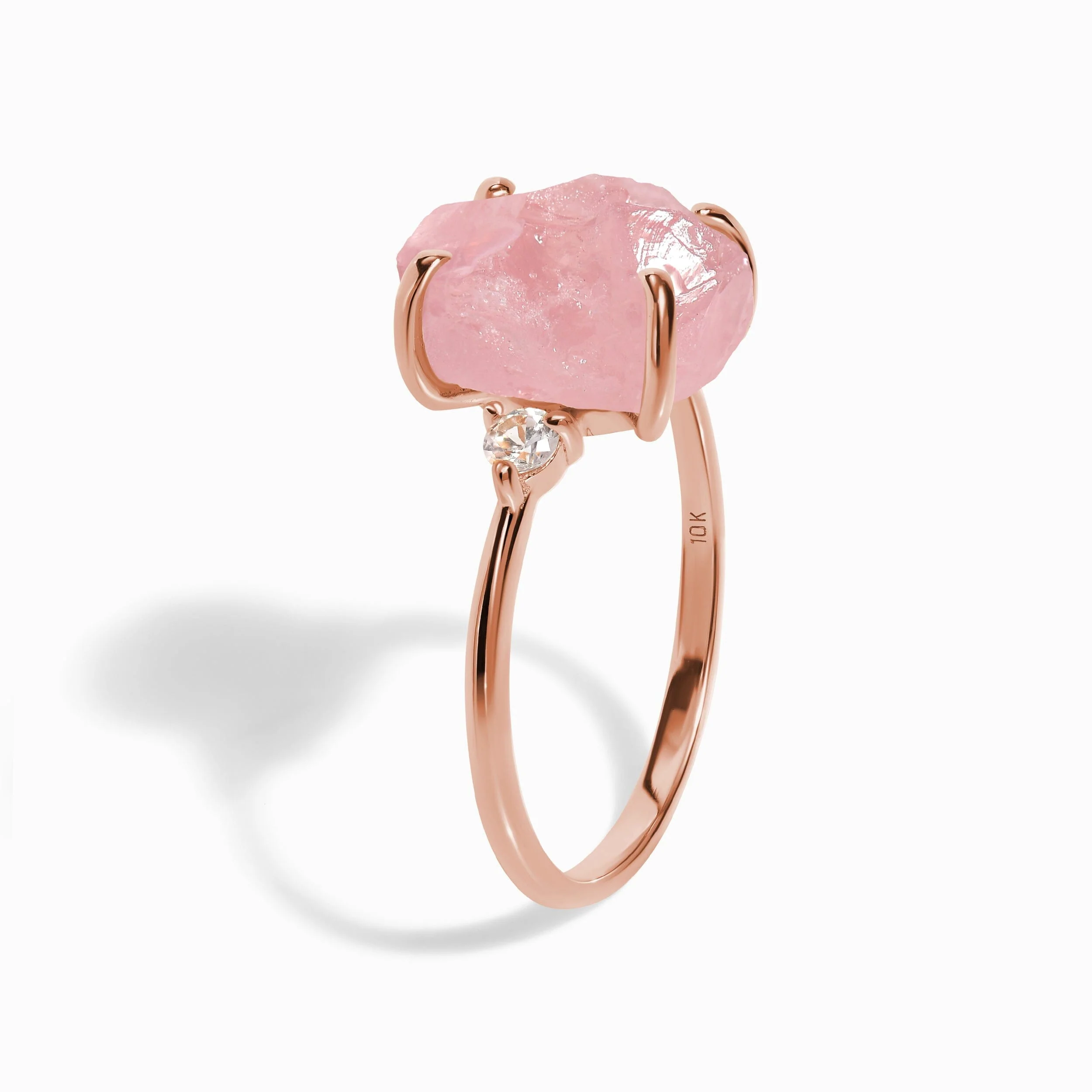 Rose Quartz Lab Diamond Ring - Raw Allure - Image 26