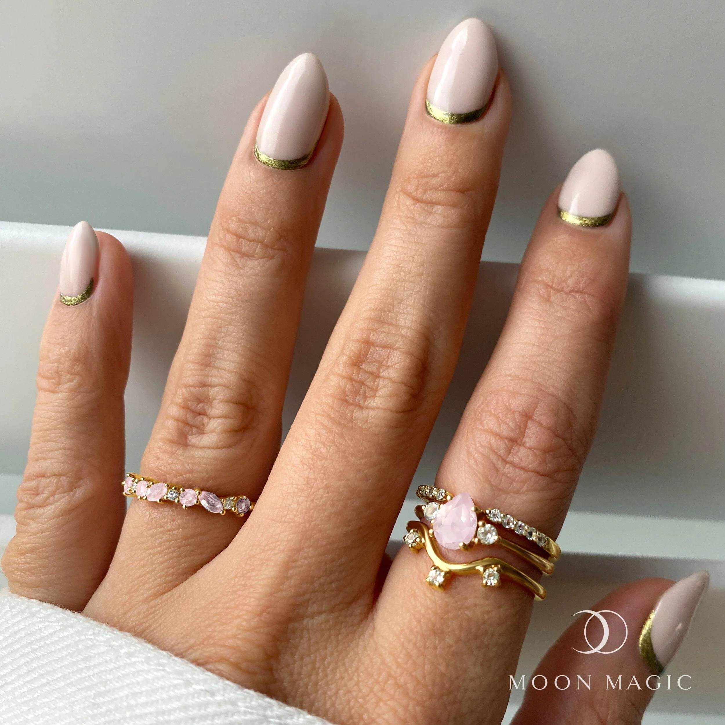 Rose Quartz Lania Ring & Twinkling Band - Image 10