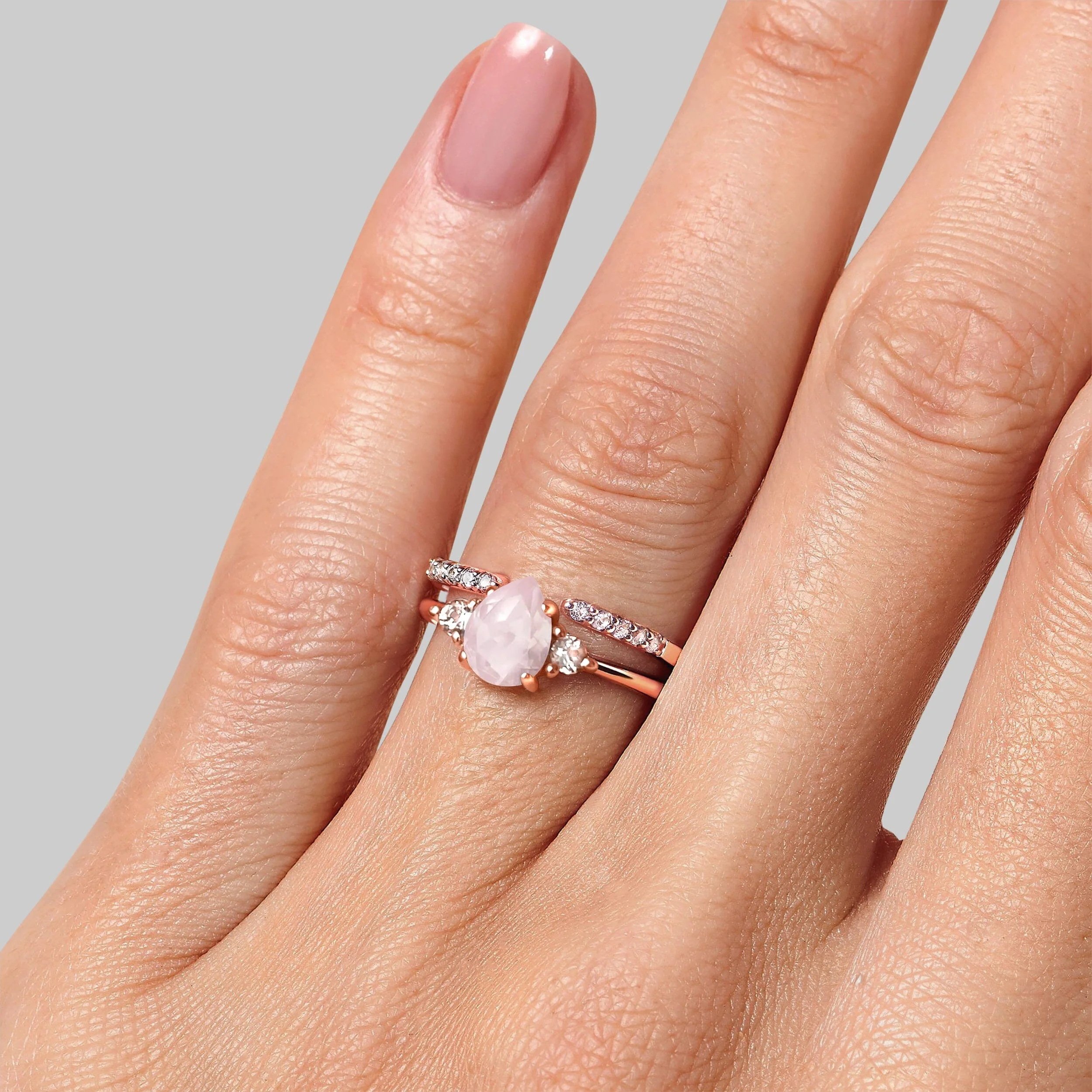 Rose Quartz Lania Ring & Twinkling Band - Image 4