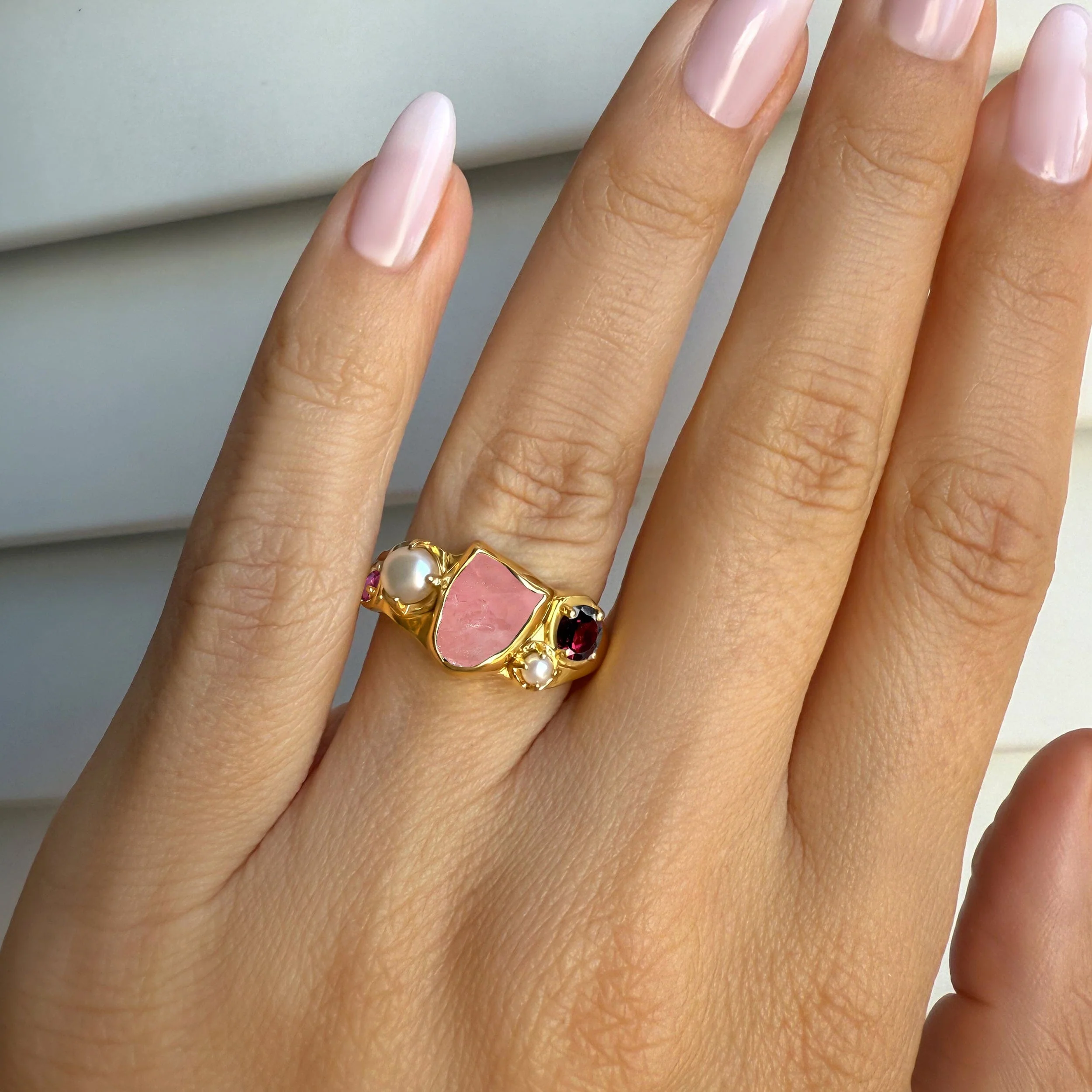 Rose Quartz Pearl Ring - Aurora Heirloom - Image 6