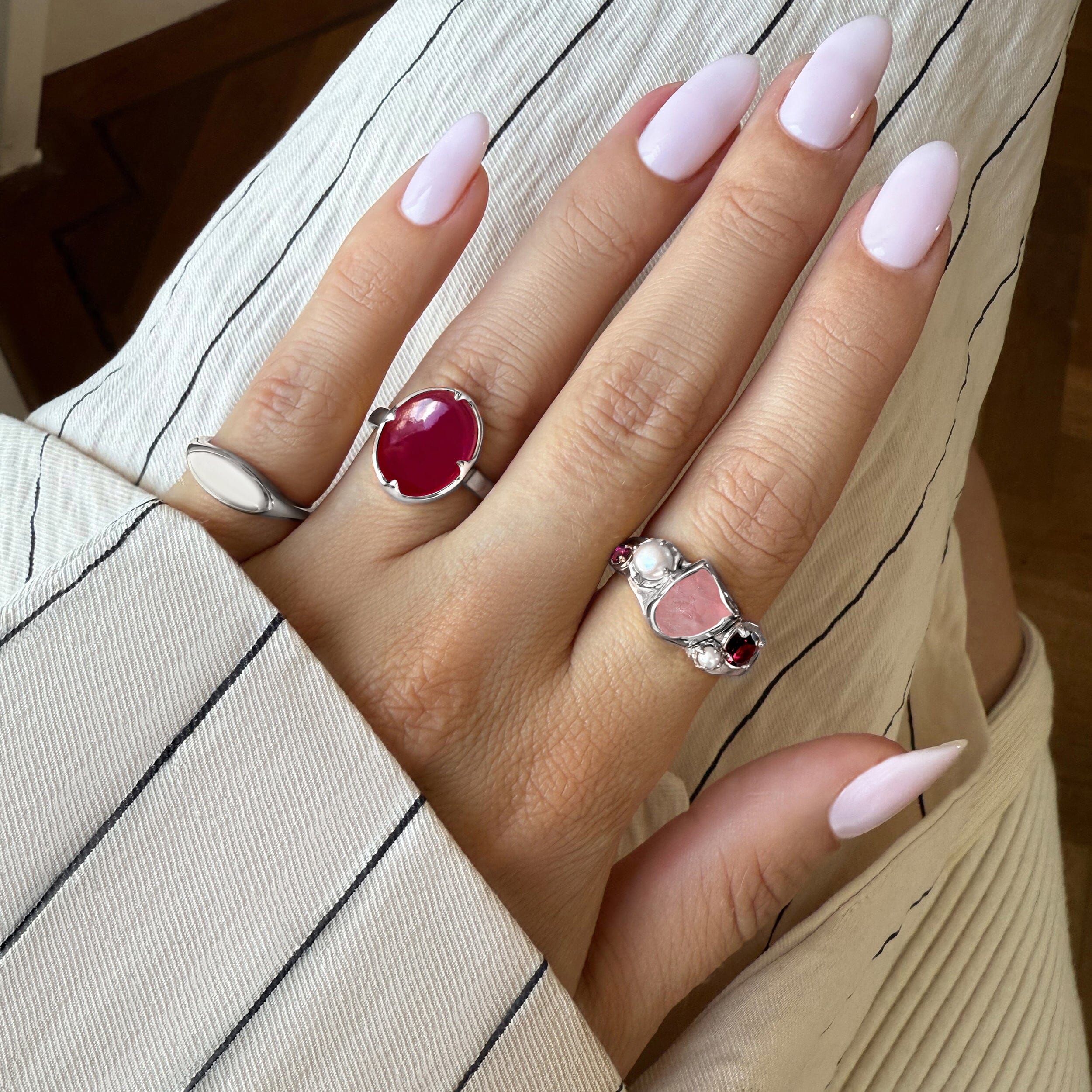 Rose Quartz Pearl Ring - Aurora Heirloom - Image 9