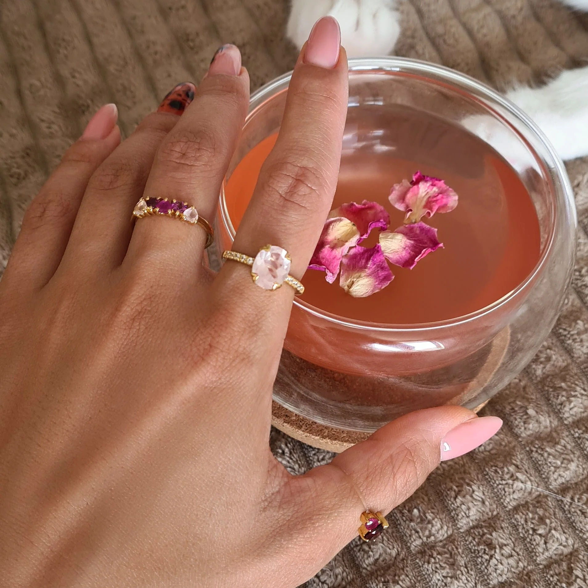 Rose Quartz Rhodolite Ring - Crush On You - Image 23