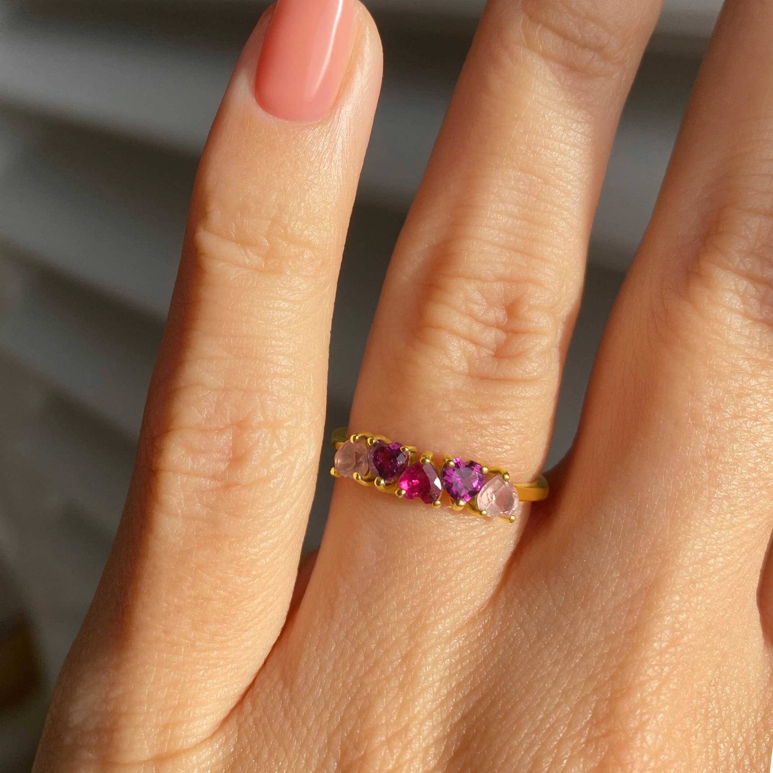 Rose Quartz Rhodolite Ring - Crush On You - Image 6