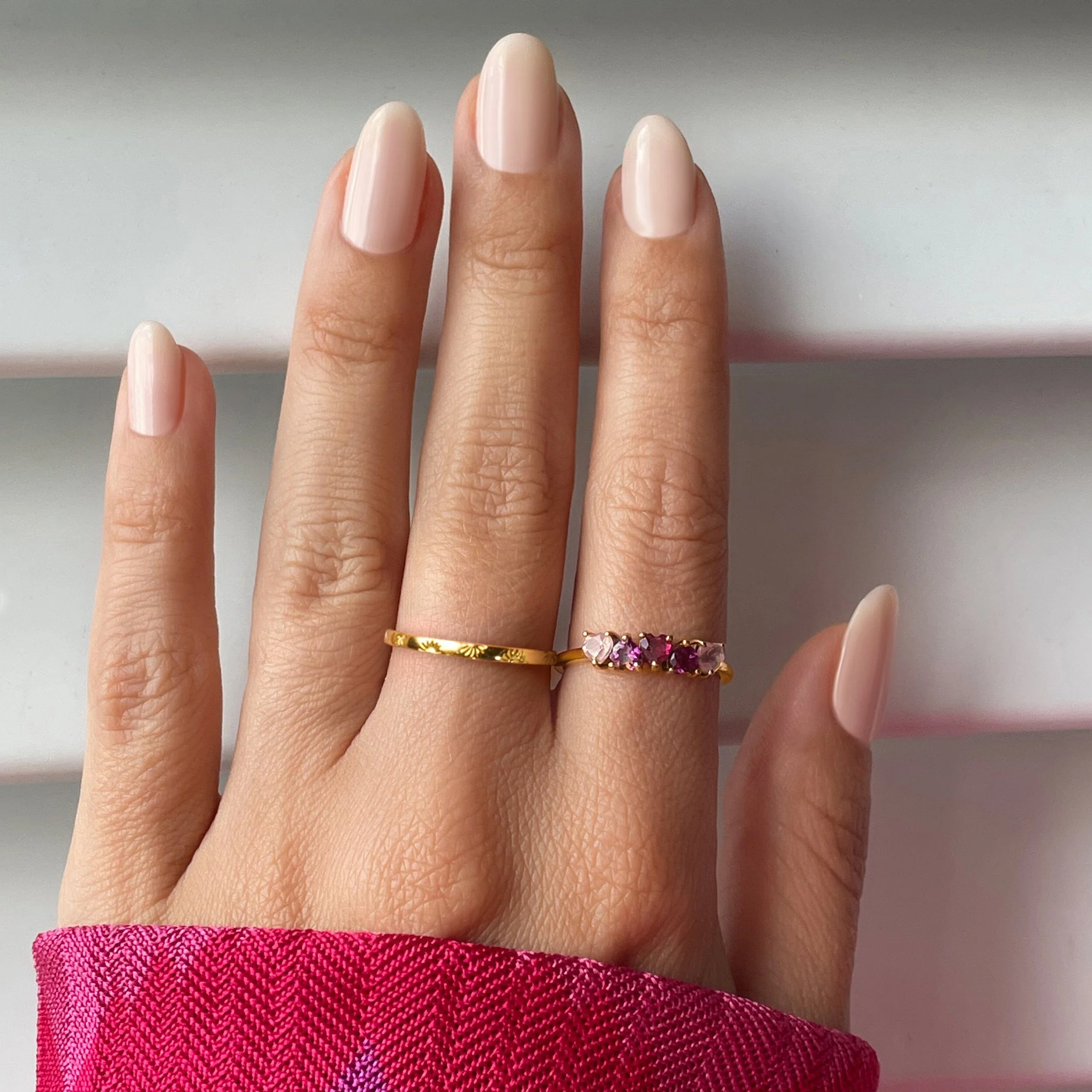 Rose Quartz Rhodolite Ring - Crush On You & Starry Ring - Sky - Image 8