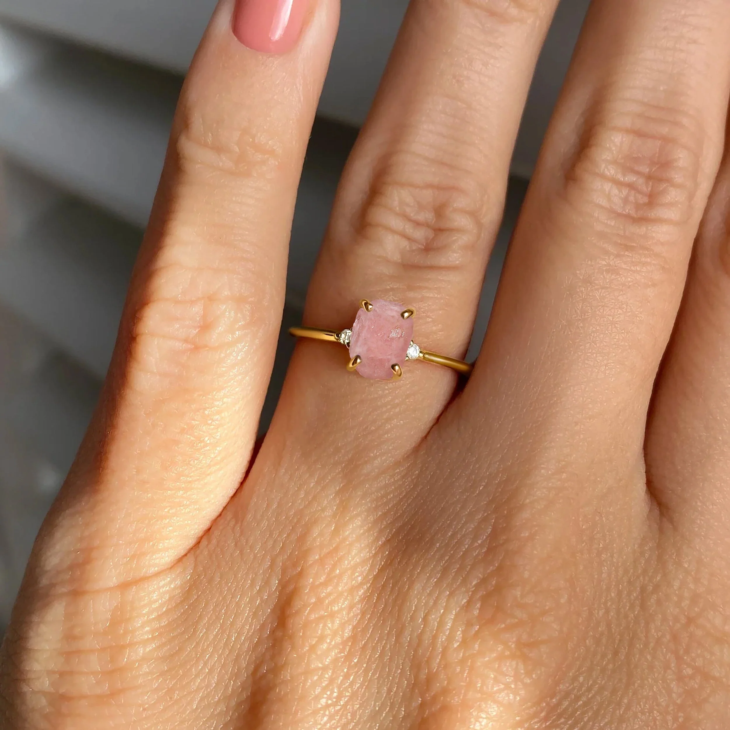 Rose Quartz Ring - Petite Raw Allure - Image 4