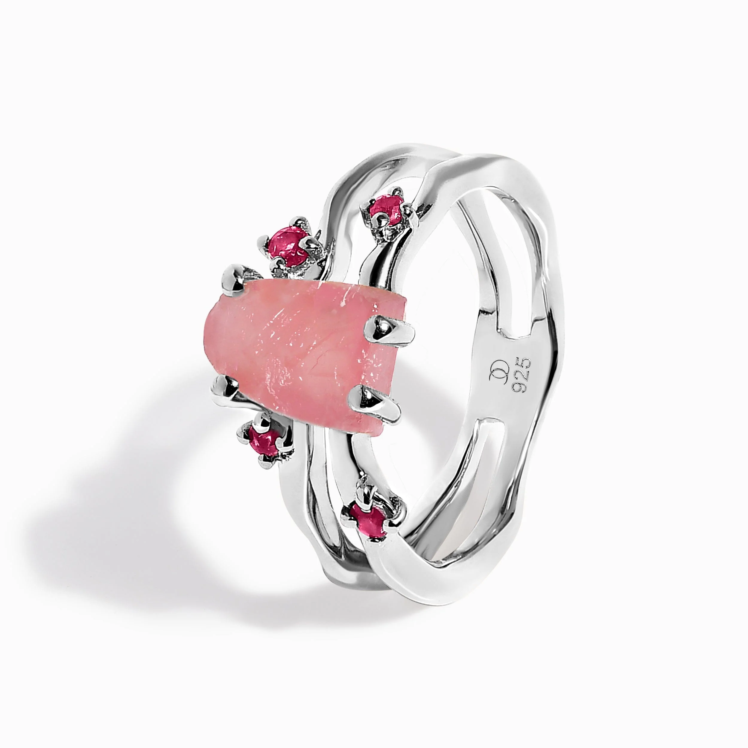 Rose Quartz Flow Ring & Ruby Stardust Band - Image 12