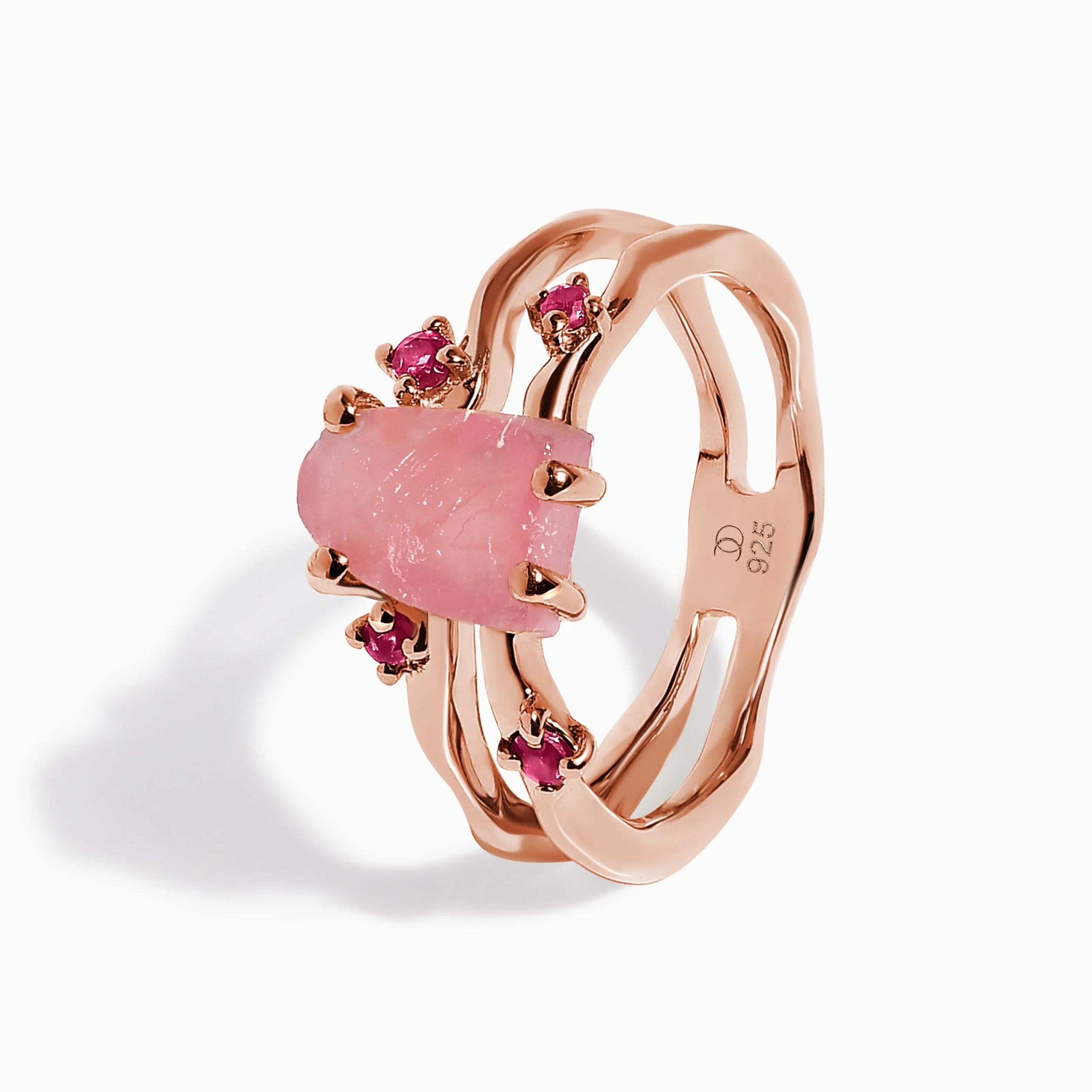 Rose Quartz Flow Ring & Ruby Stardust Band - Image 13