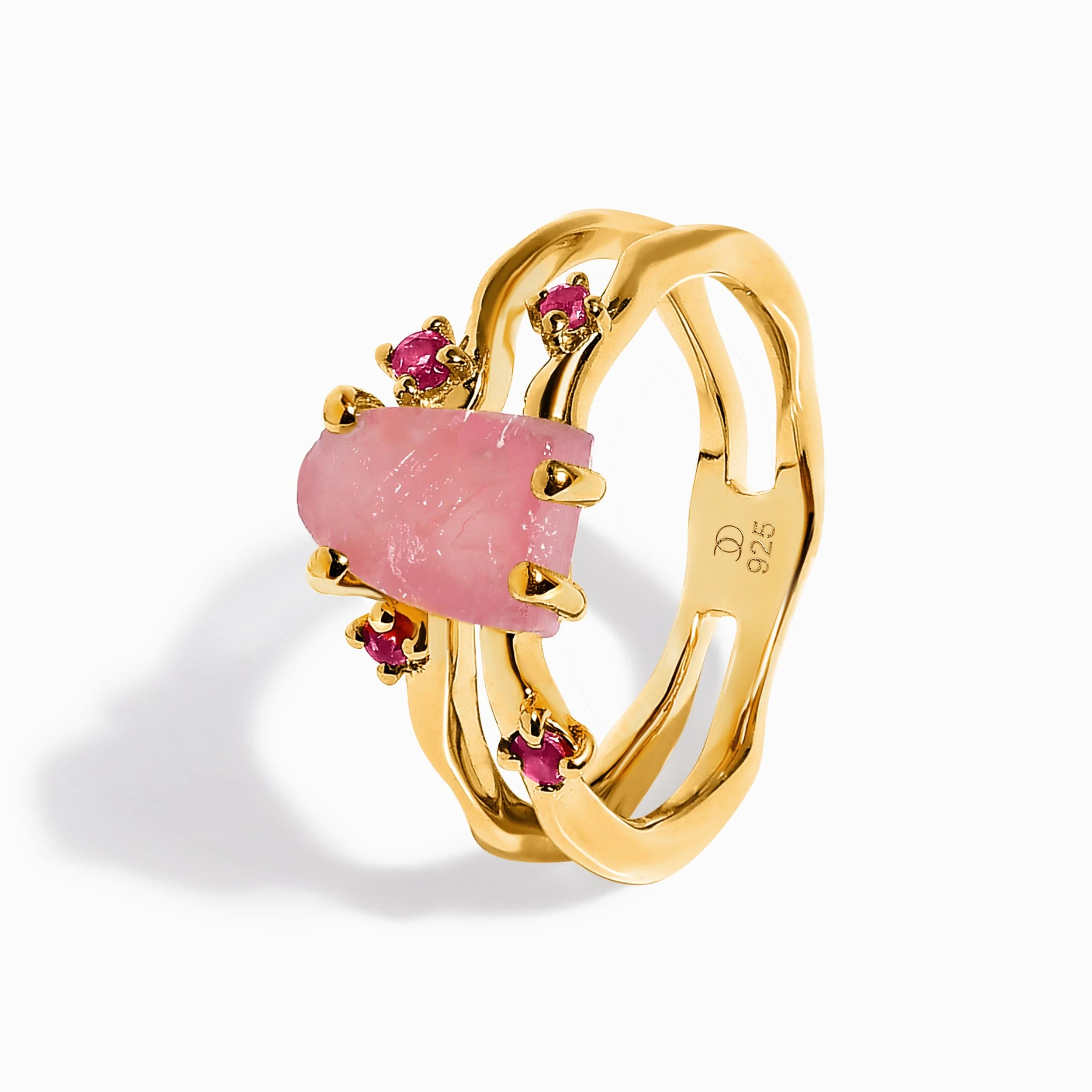 Rose Quartz Flow Ring & Ruby Stardust Band - Image 14