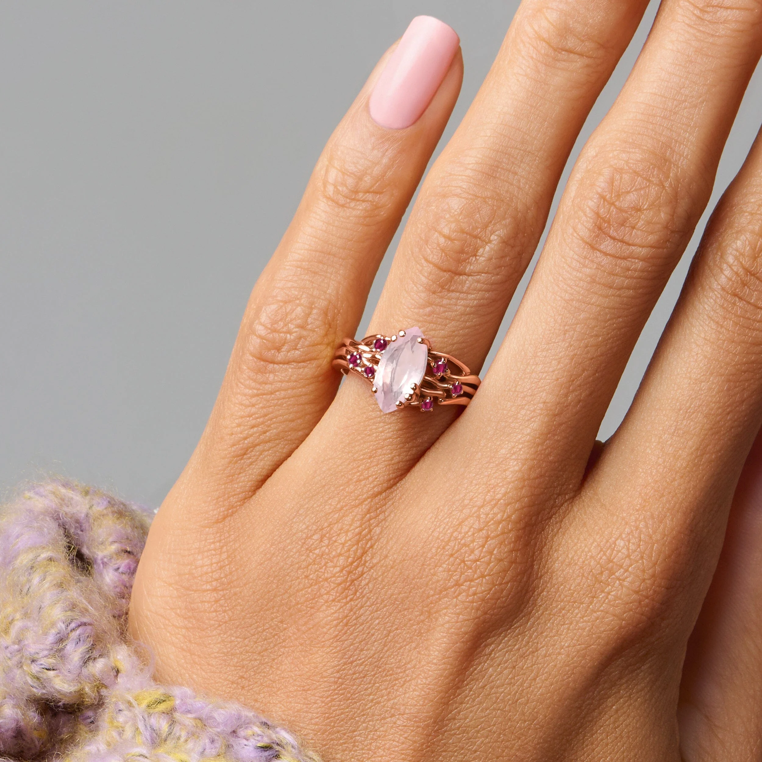 Rose Quartz Ruby Ring - Radiance - Image 4