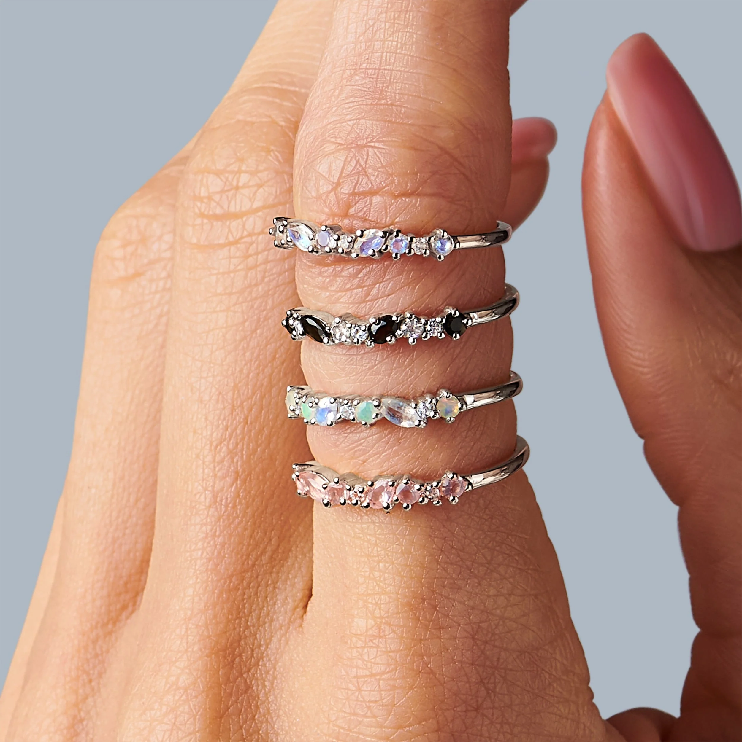 Rose Quartz White Zircon Ring - Grace - Image 9