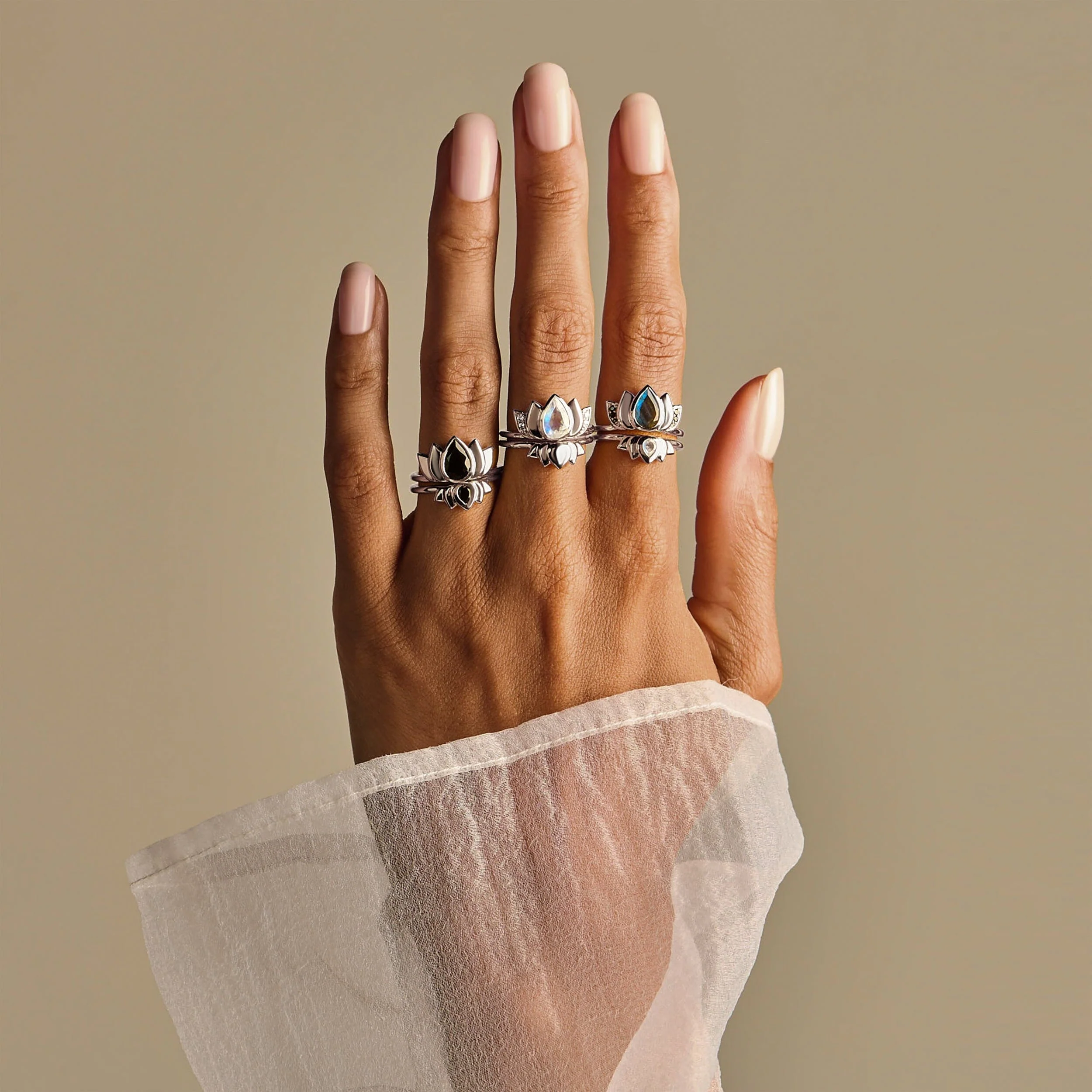 Silver Stacking Ring - Mini Lotus - Image 10