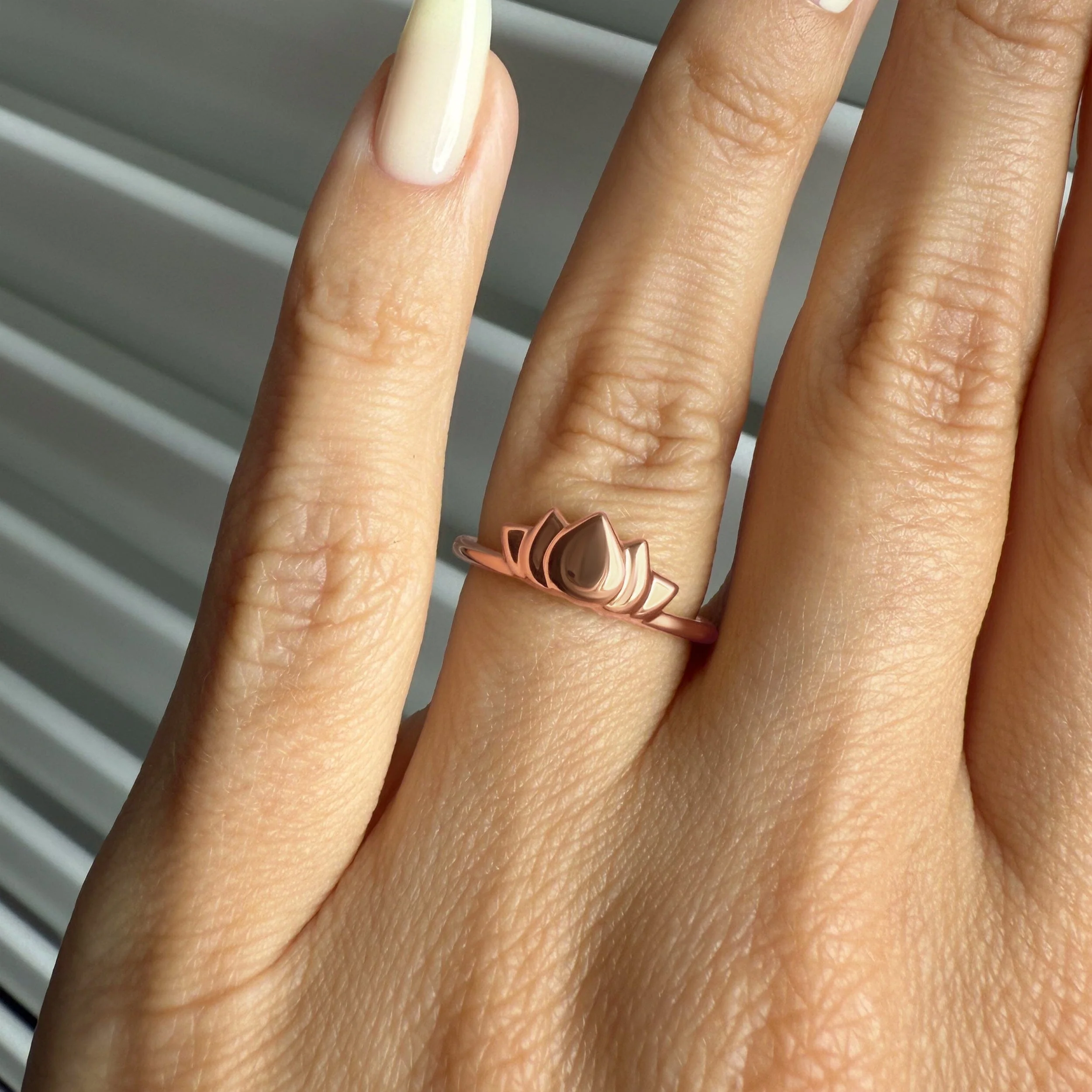 Silver Stacking Ring - Mini Lotus - Image 4
