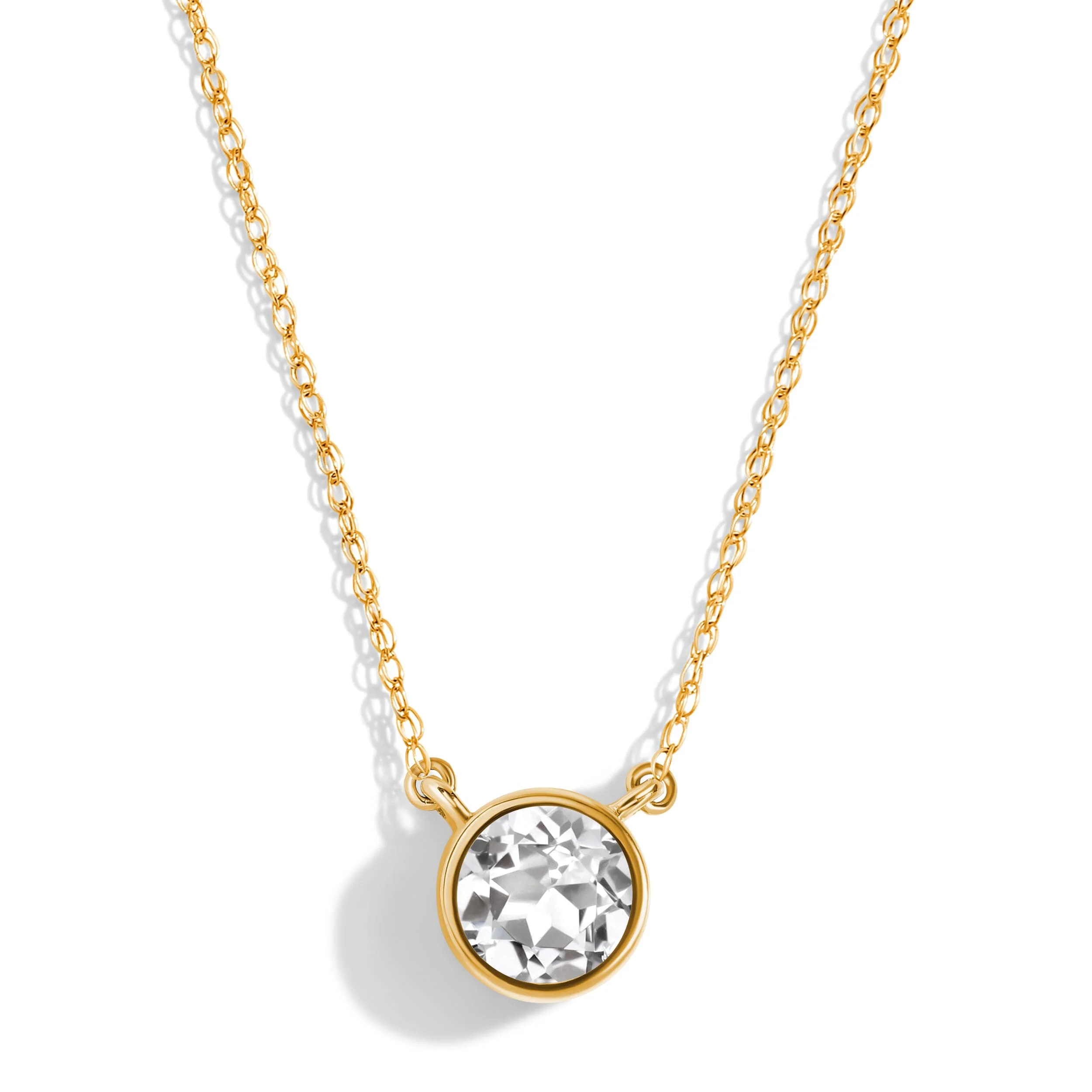 White Topaz Necklace - Solitaire - Image 3