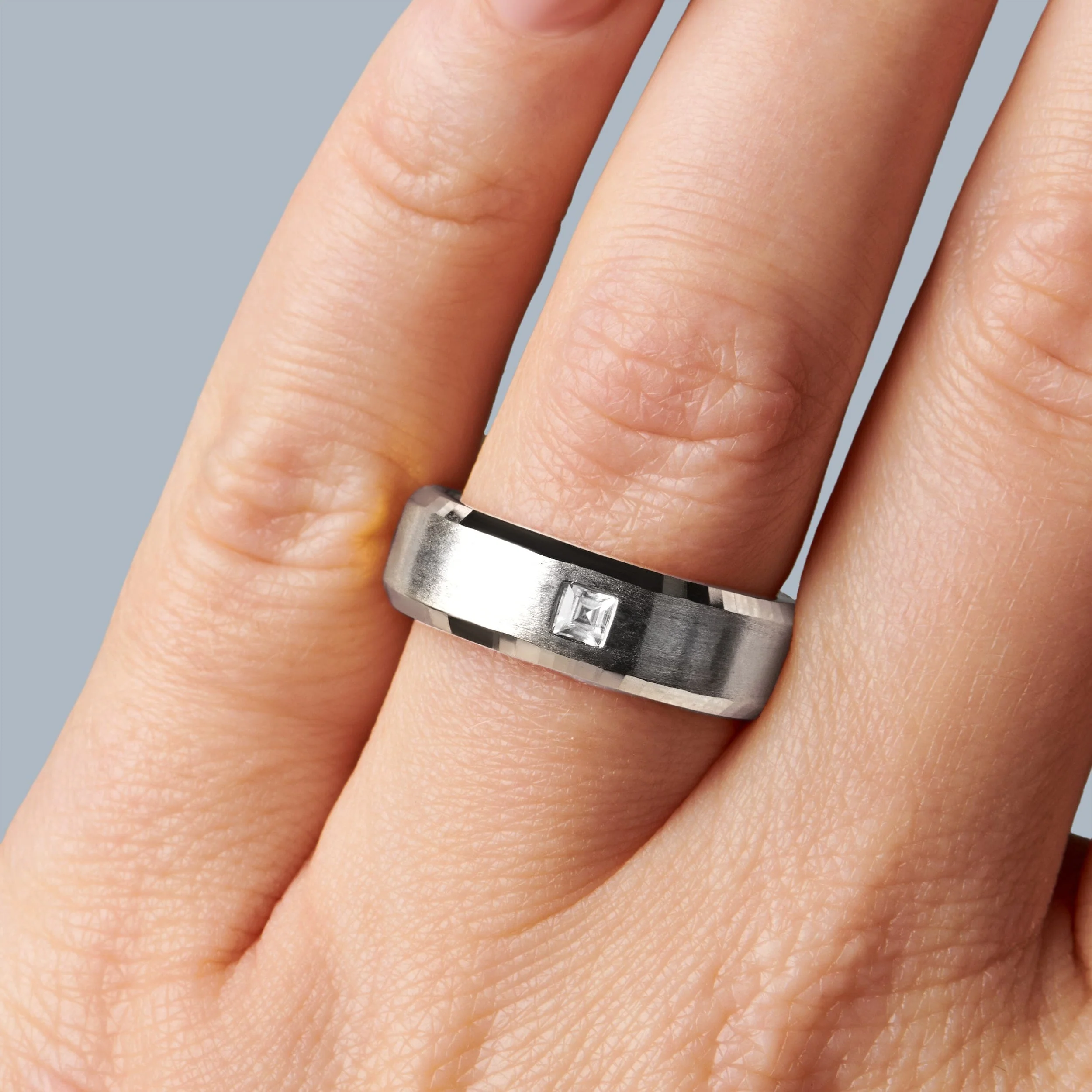 White Zircon Unisex Ring - Crafted - Image 2
