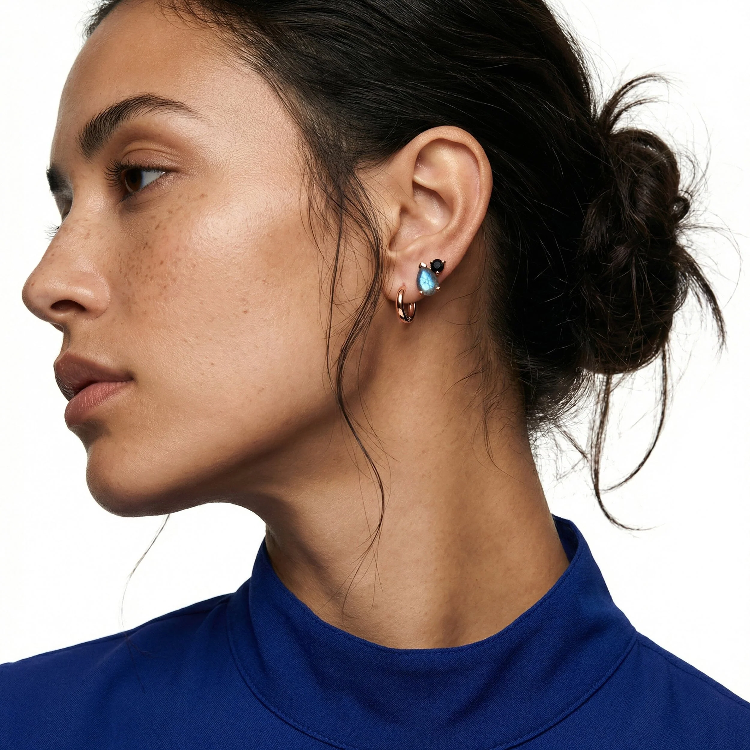 Wholeness Hoops & Toi Et Moi Studs - Labradorite & Black Obsidian - Image 13