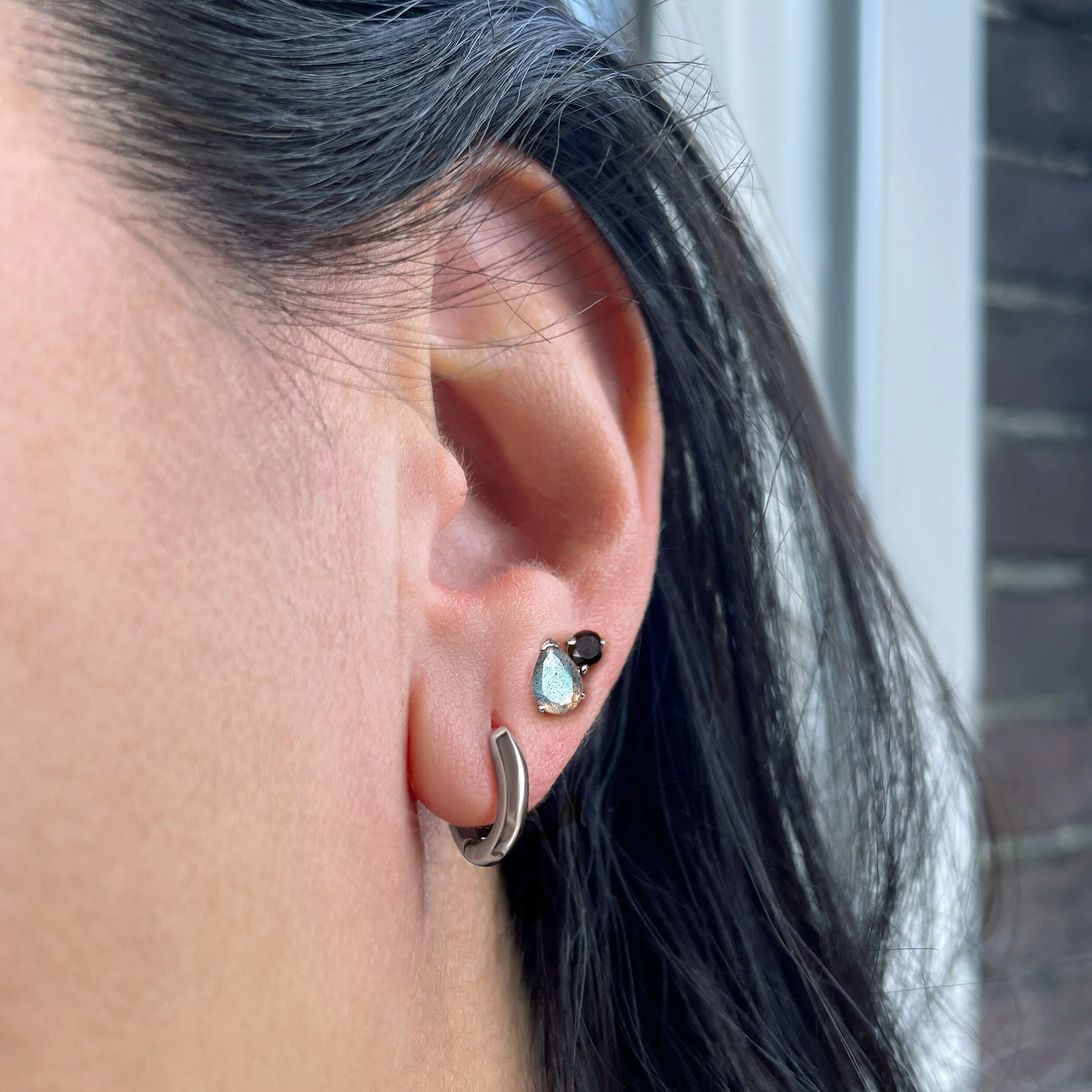 Wholeness Hoops & Toi Et Moi Studs - Labradorite & Black Obsidian - Image 22