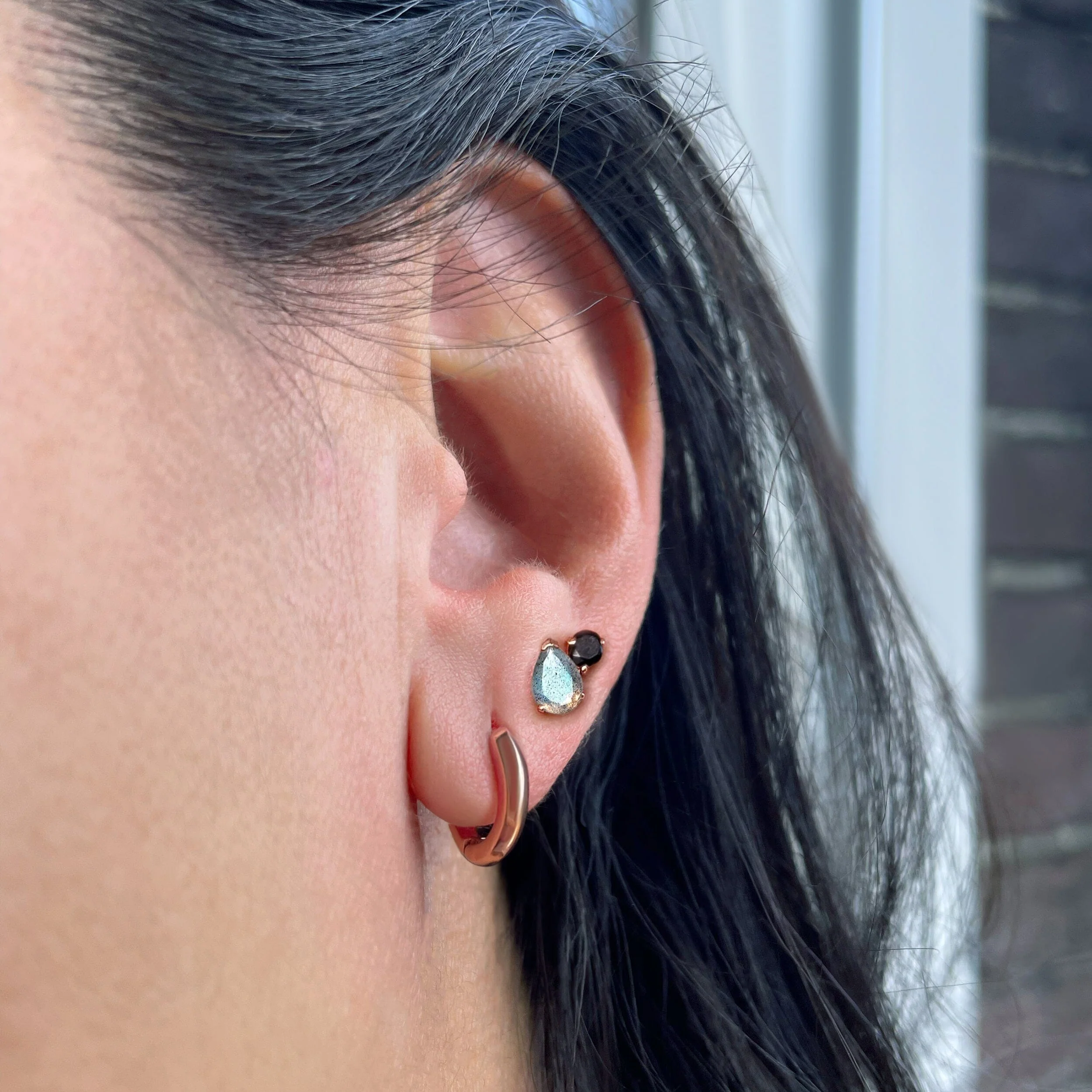 Wholeness Hoops & Toi Et Moi Studs - Labradorite & Black Obsidian - Image 23