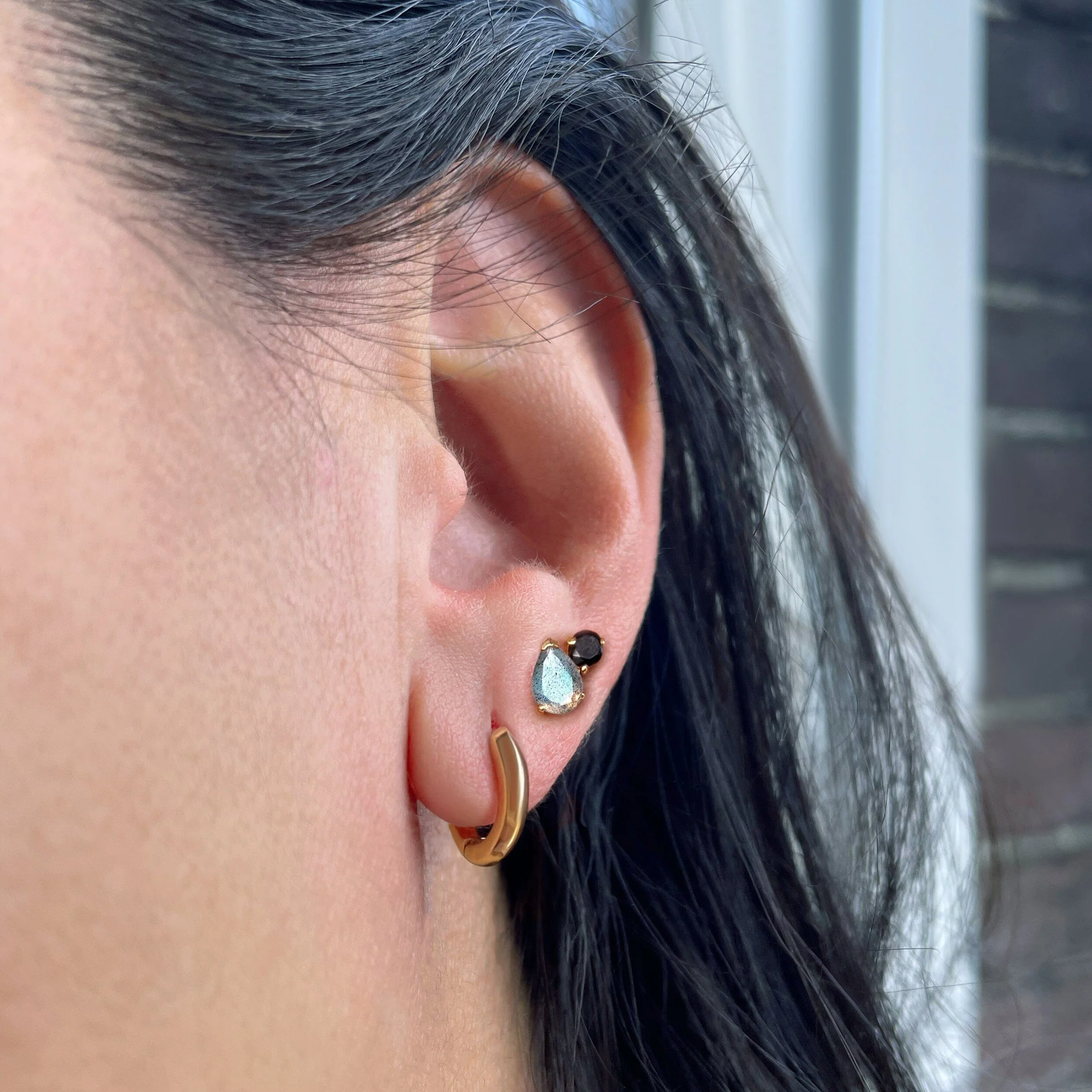 Wholeness Hoops & Toi Et Moi Studs - Labradorite & Black Obsidian - Image 24
