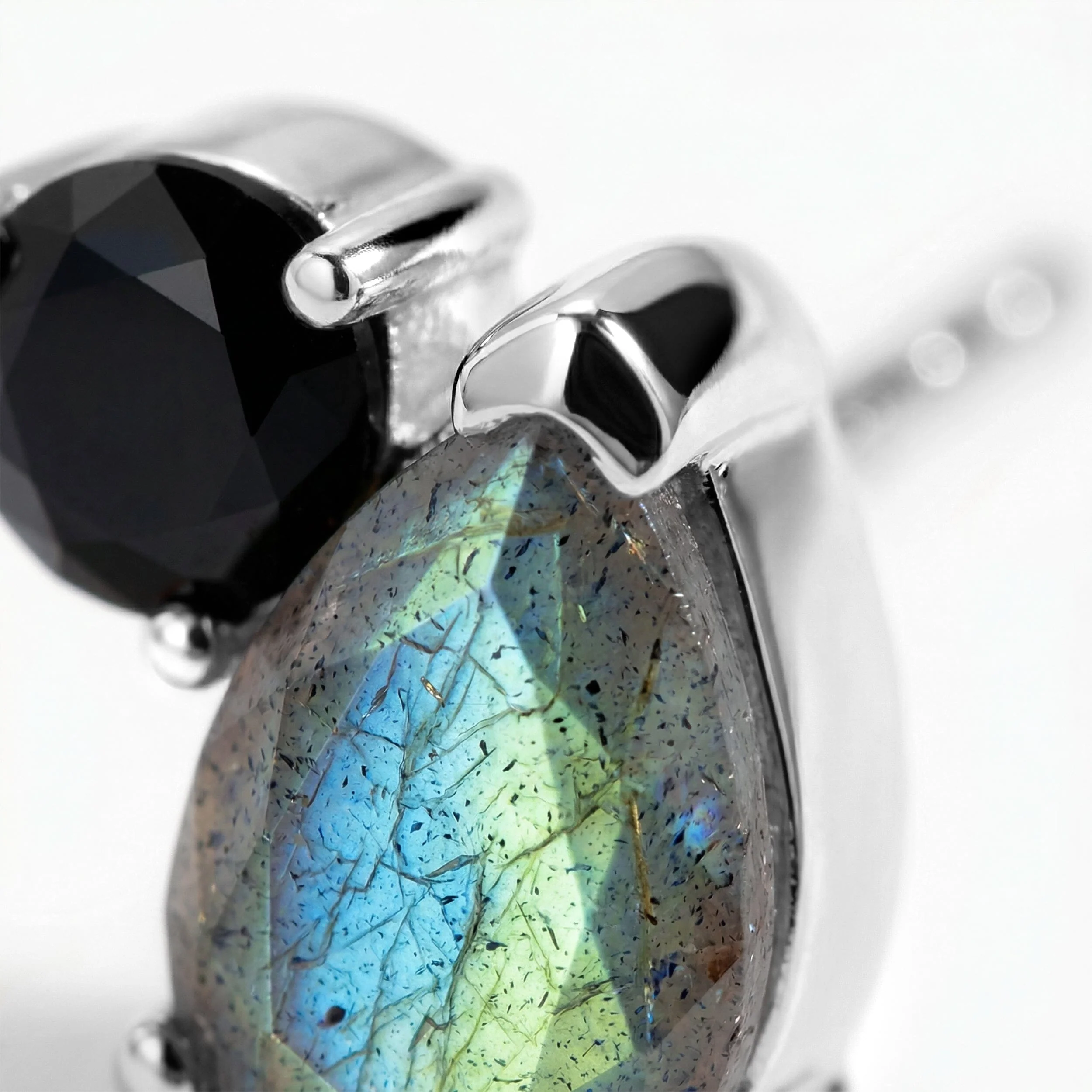 Wholeness Hoops & Toi Et Moi Studs - Labradorite & Black Obsidian - Image 9