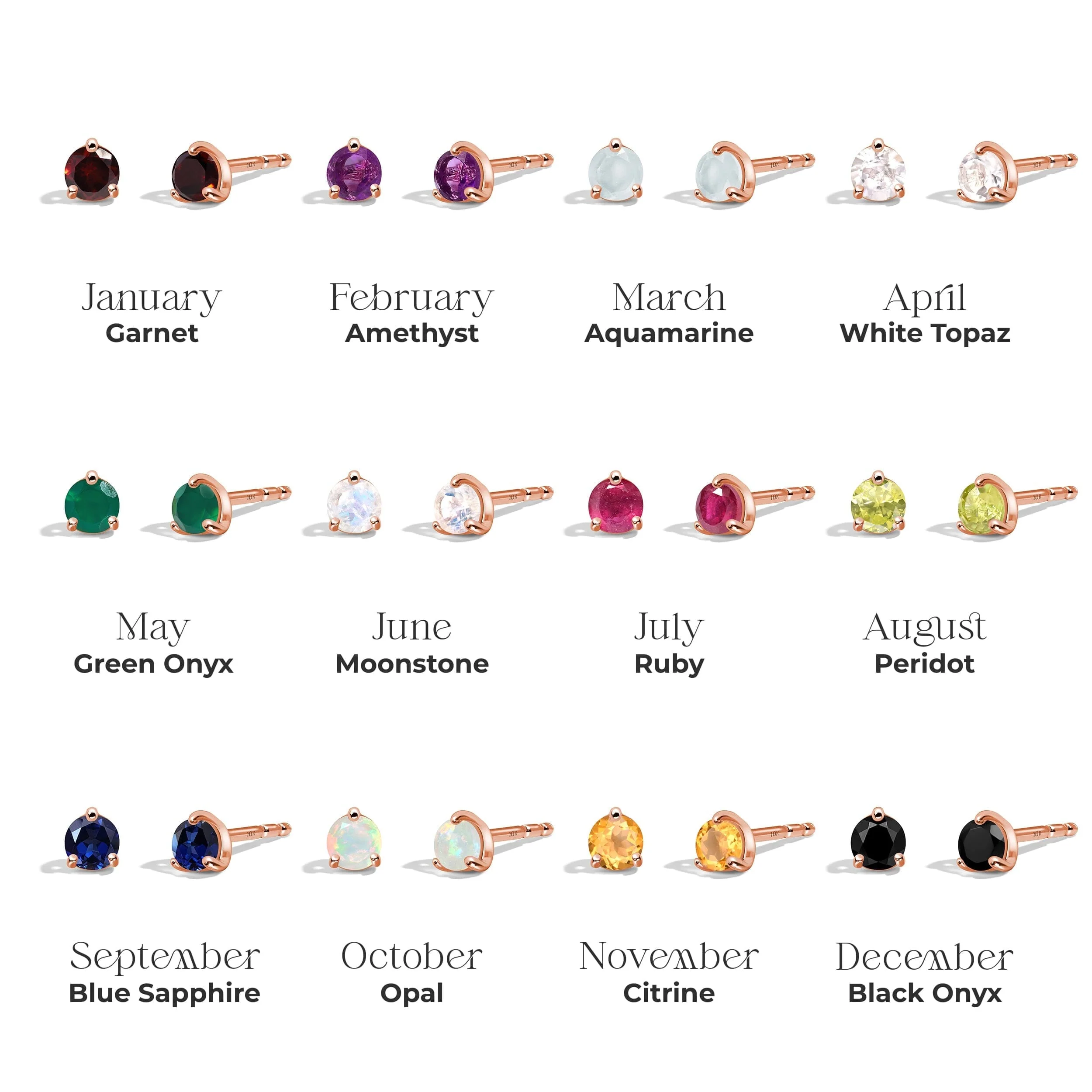Zodiac Birthstone Diamond Studs - Capricorn Garnet - Image 12