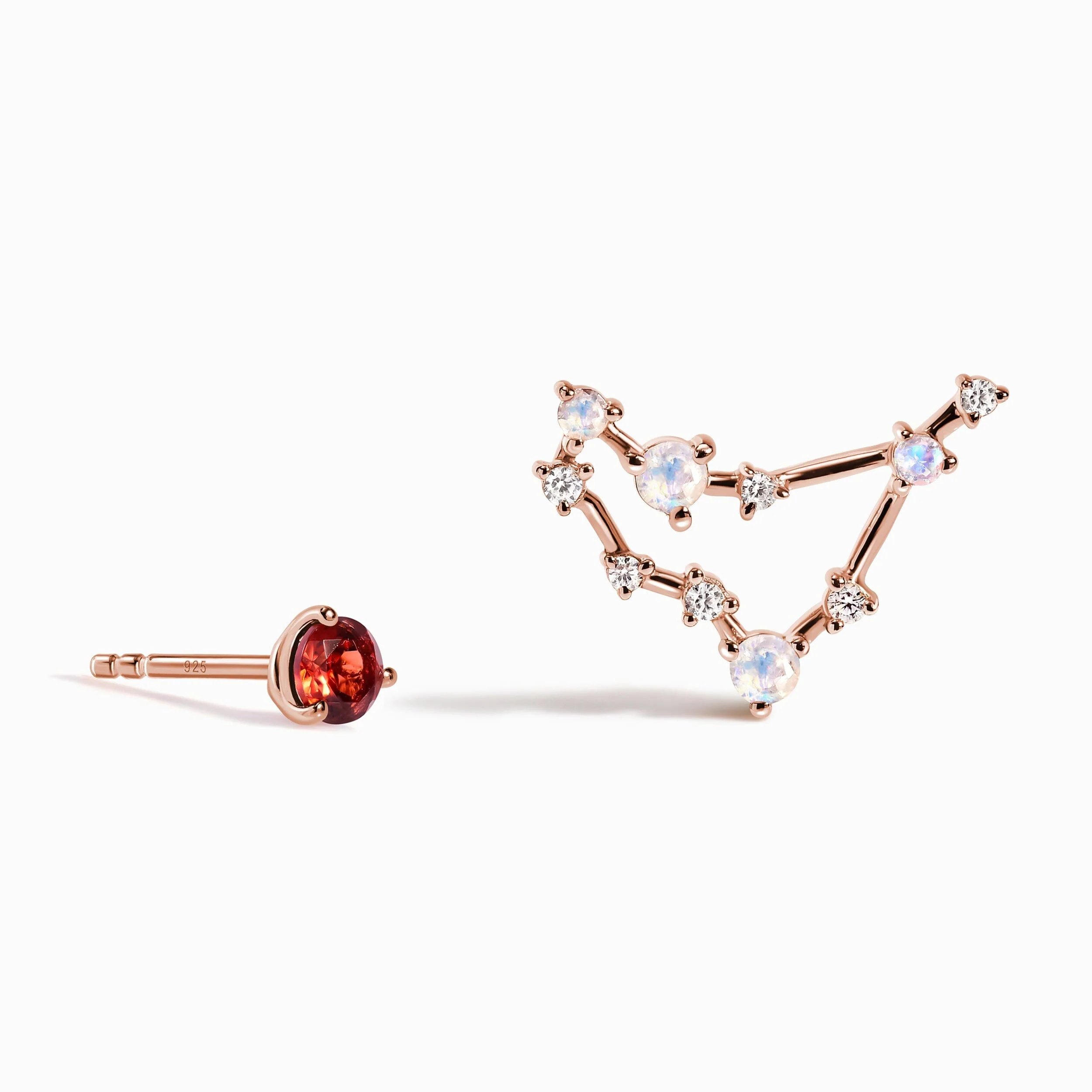 Zodiac Birthstone Diamond Studs - Capricorn Garnet - Image 3