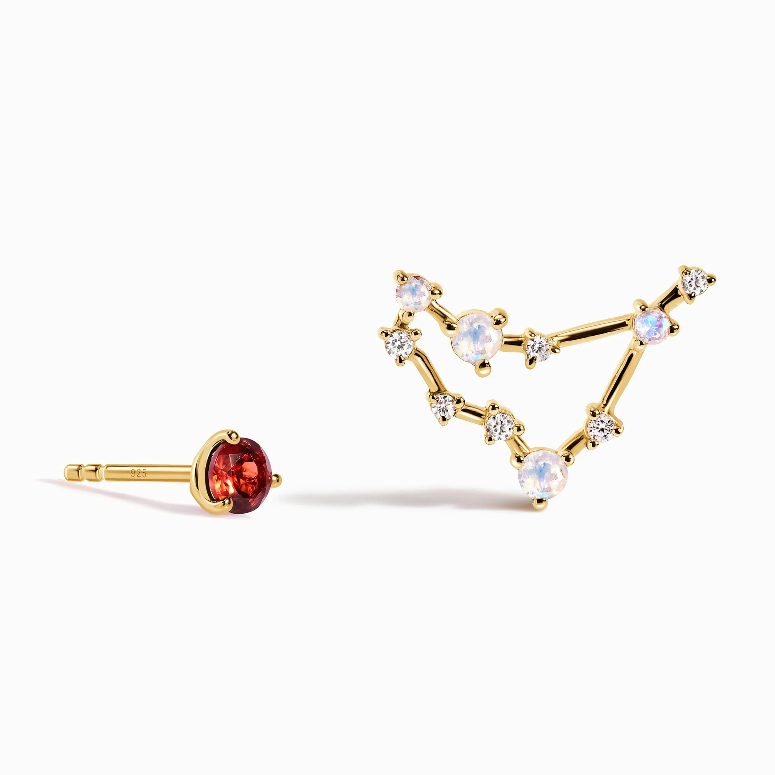 Zodiac Birthstone Diamond Studs - Capricorn Garnet - Image 5